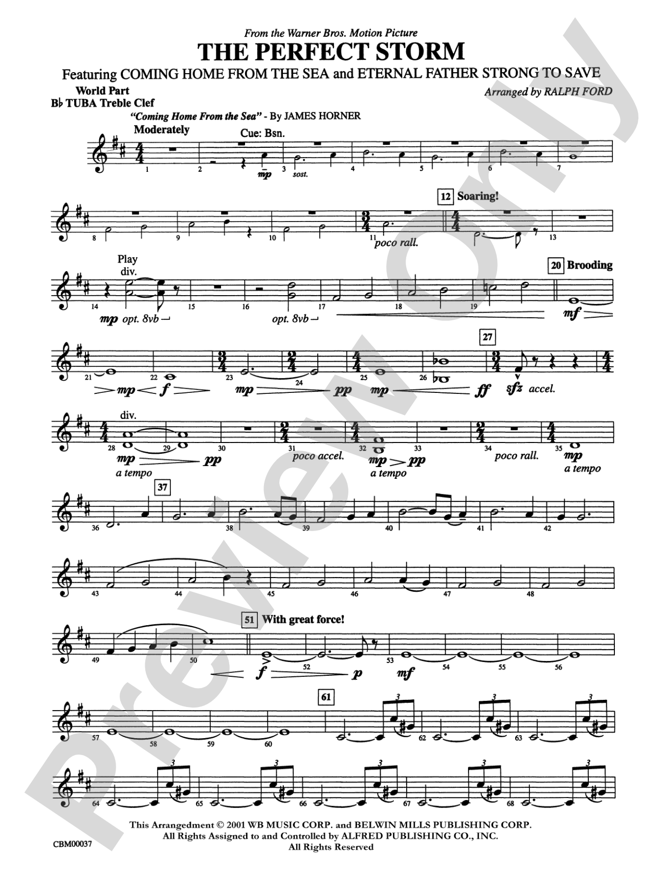 The Perfect Storm (from the Warner Bros. Motion Picture): (wp) B-flat Tuba T.C.