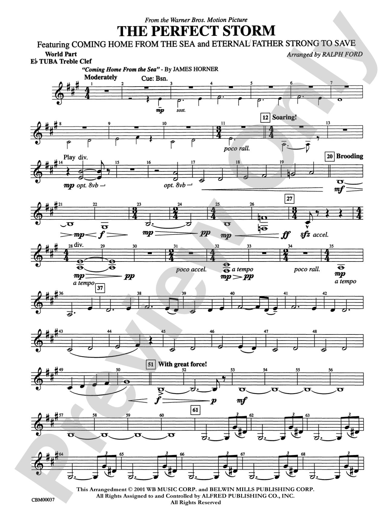 The Perfect Storm (from the Warner Bros. Motion Picture): (wp) E-flat Tuba T.C.