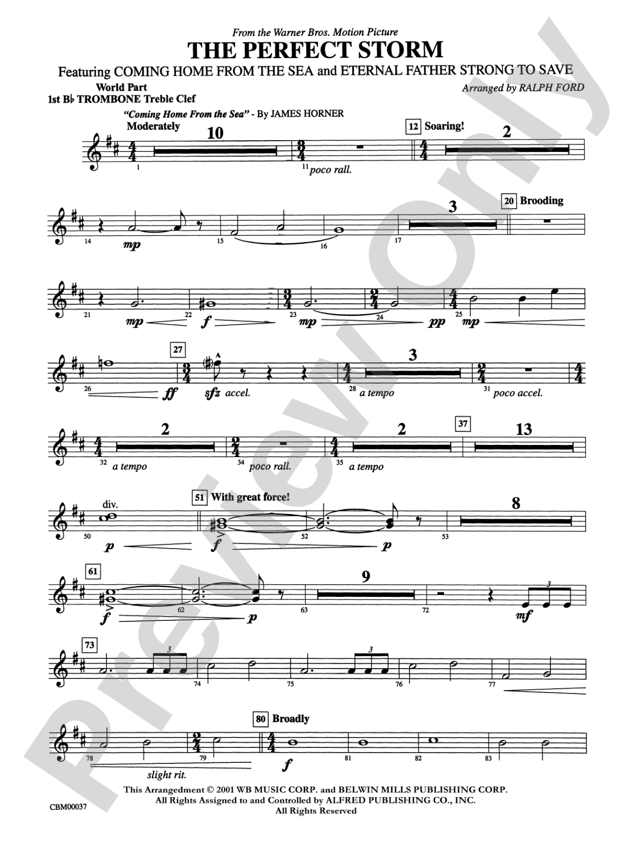 The Perfect Storm (from the Warner Bros. Motion Picture): (wp) 1st B-flat Trombone T.C.