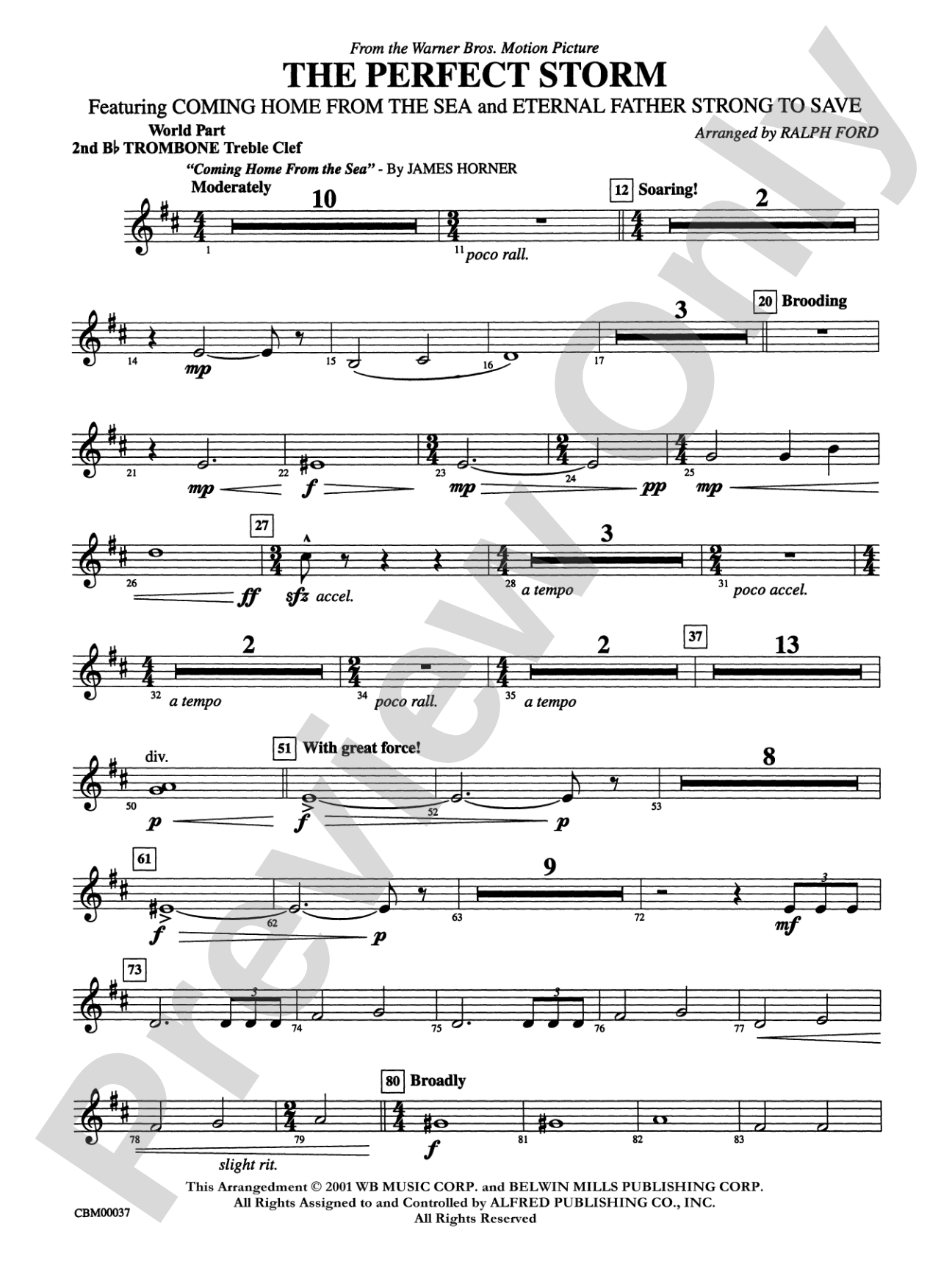 The Perfect Storm (from the Warner Bros. Motion Picture): (wp) 2nd B-flat Trombone T.C.