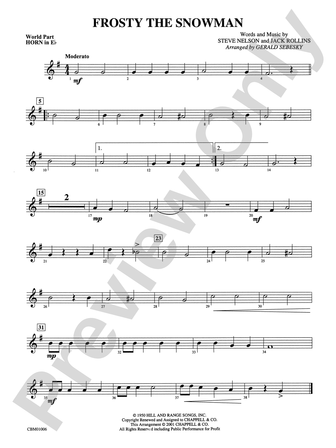 Frosty the Snowman: WP 1st Horn in E-flat