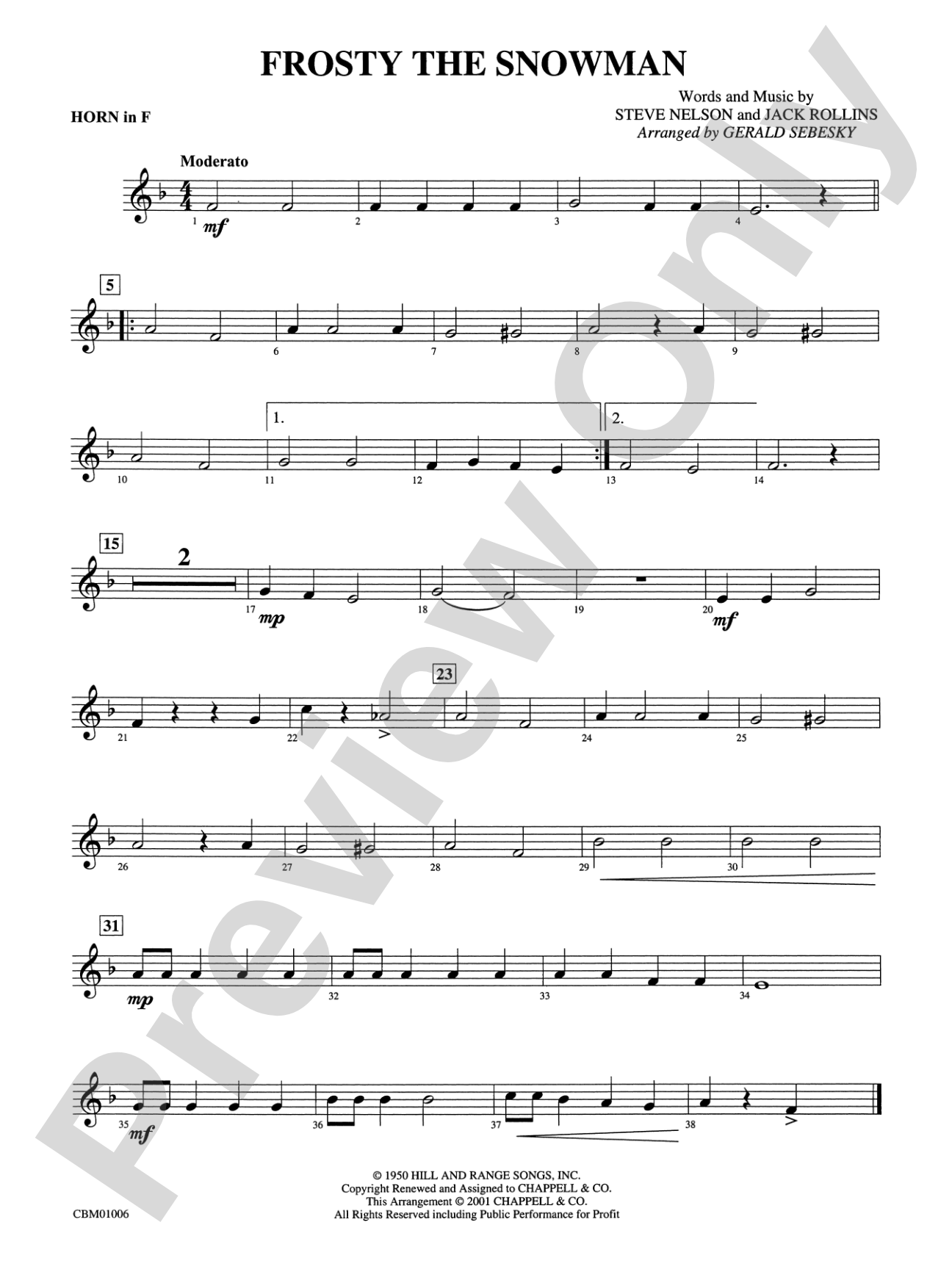 Frosty the Snowman: 1st F Horn
