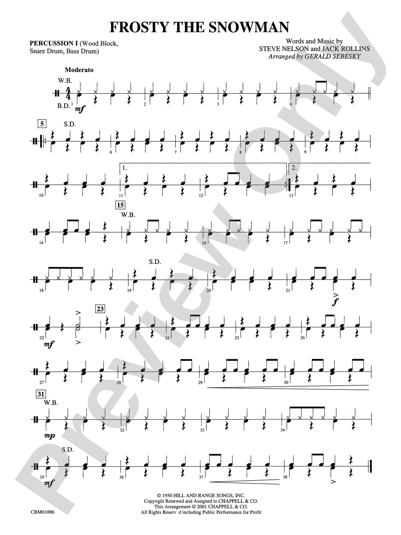 Frosty the Snowman: 1st Percussion
