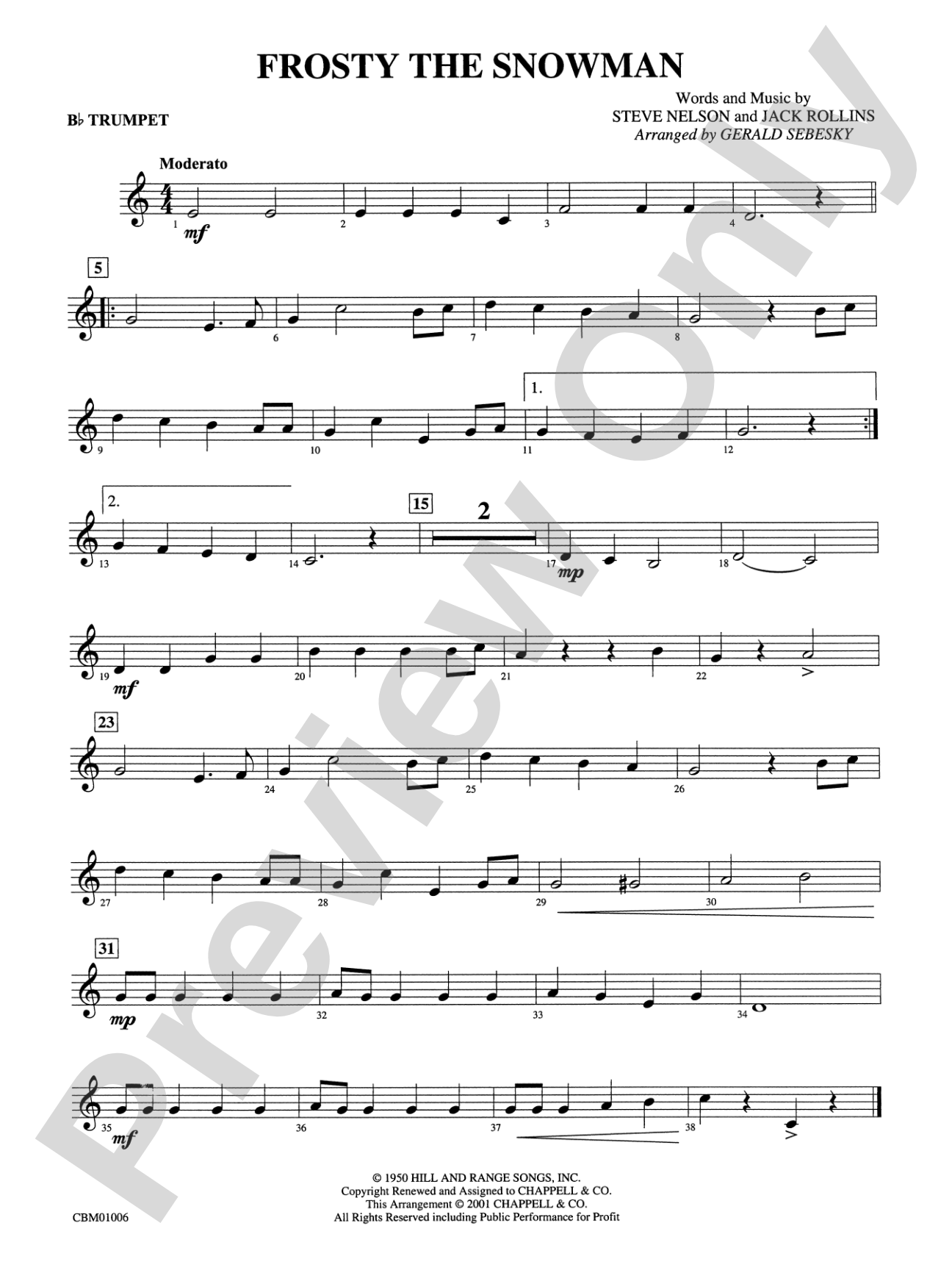 Frosty the Snowman: 1st B-flat Trumpet