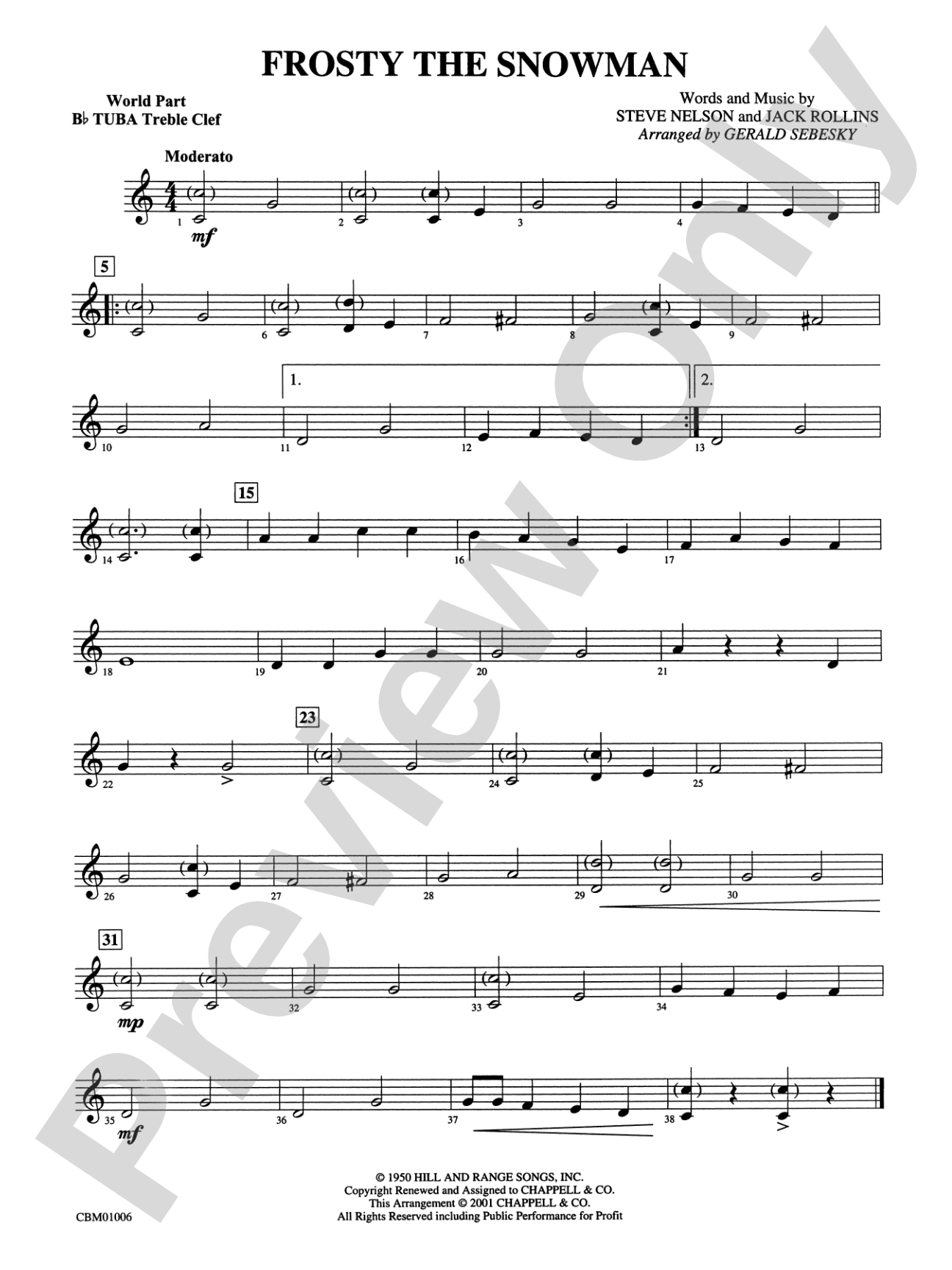 Frosty the Snowman: WP B-flat Tuba T.C.