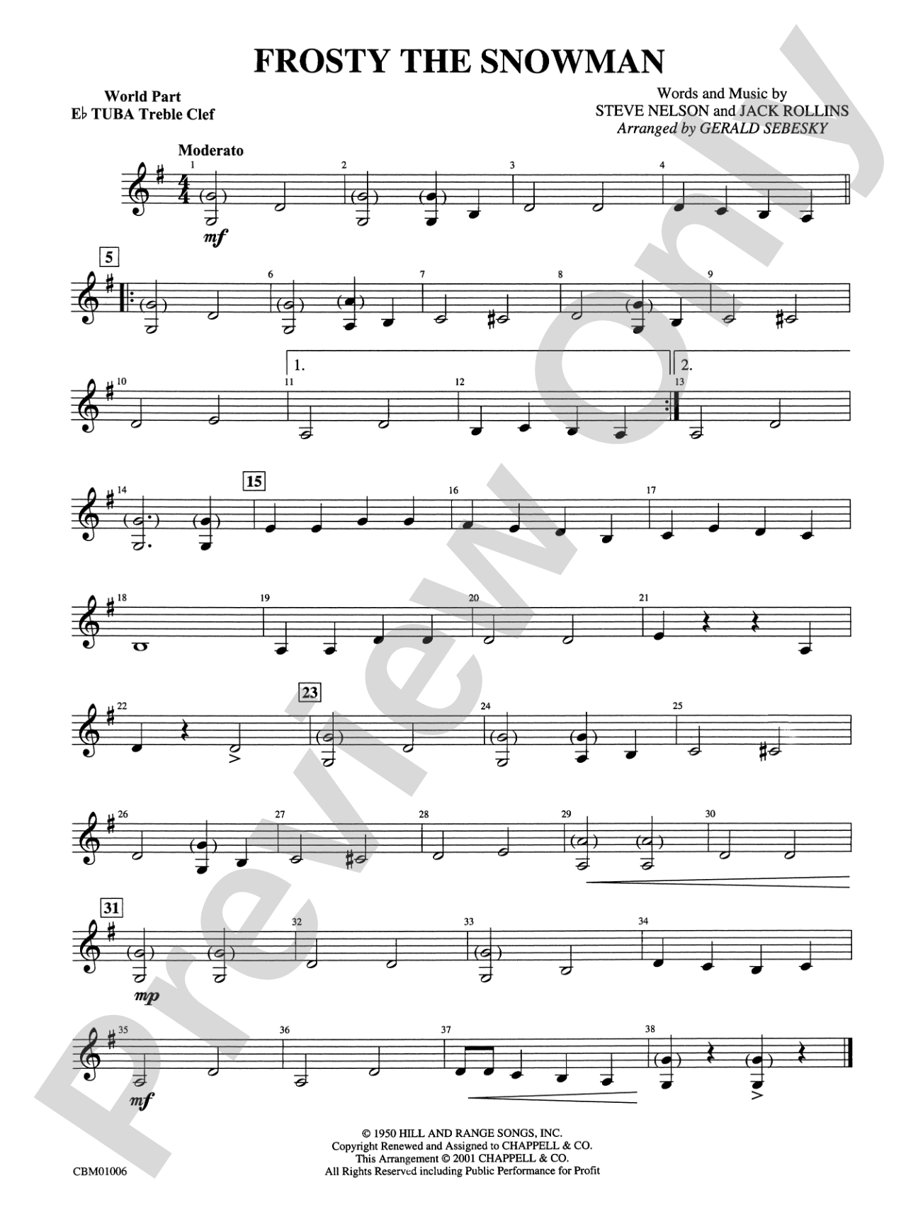 Frosty the Snowman: WP E-flat Tuba T.C.
