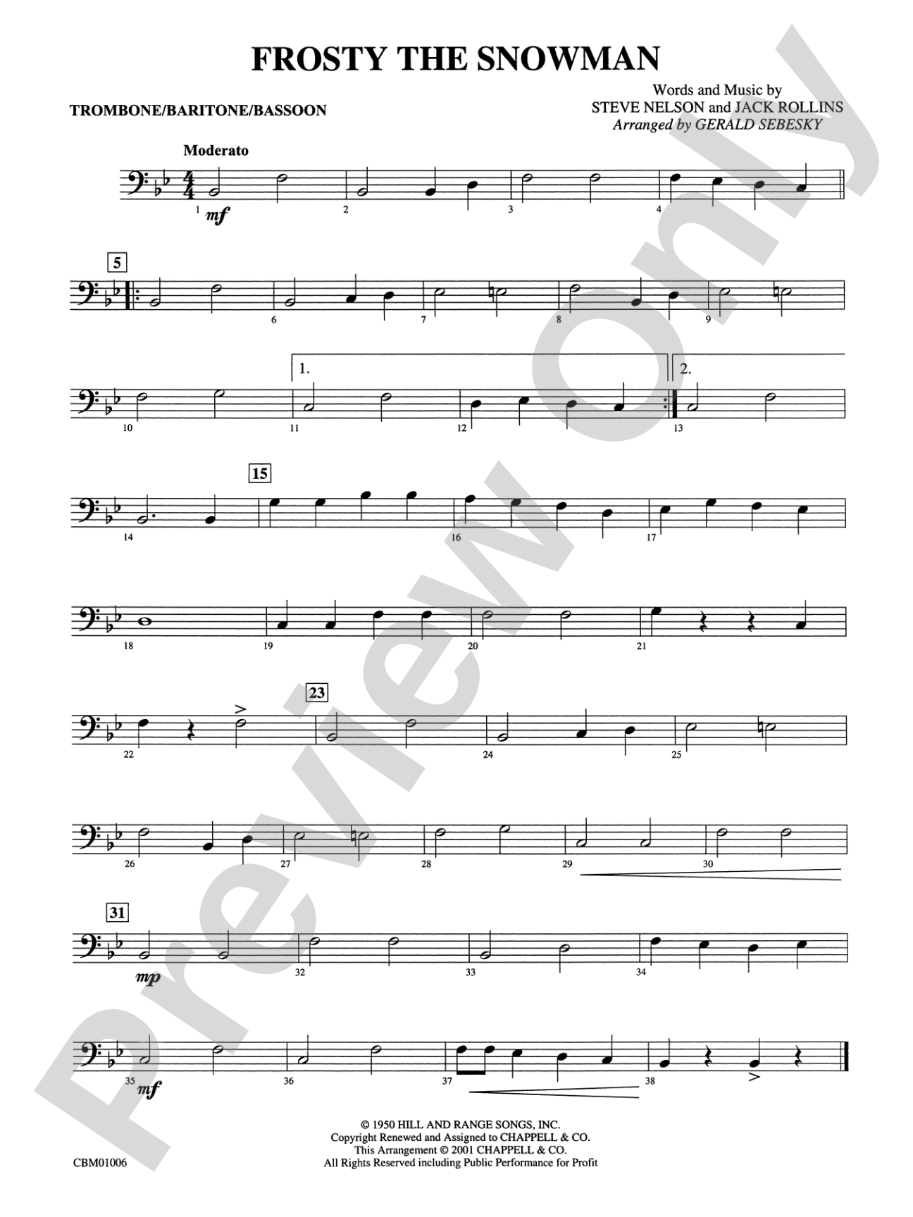 Frosty the Snowman: 1st Trombone