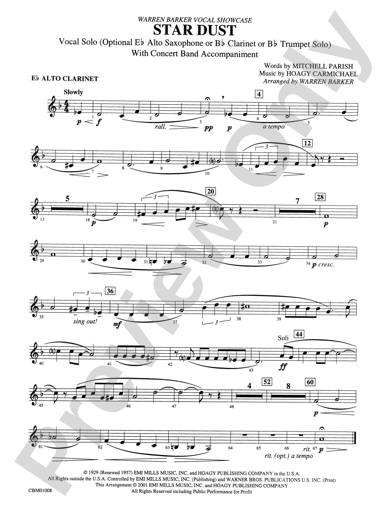 Star Dust: E-flat Alto Clarinet