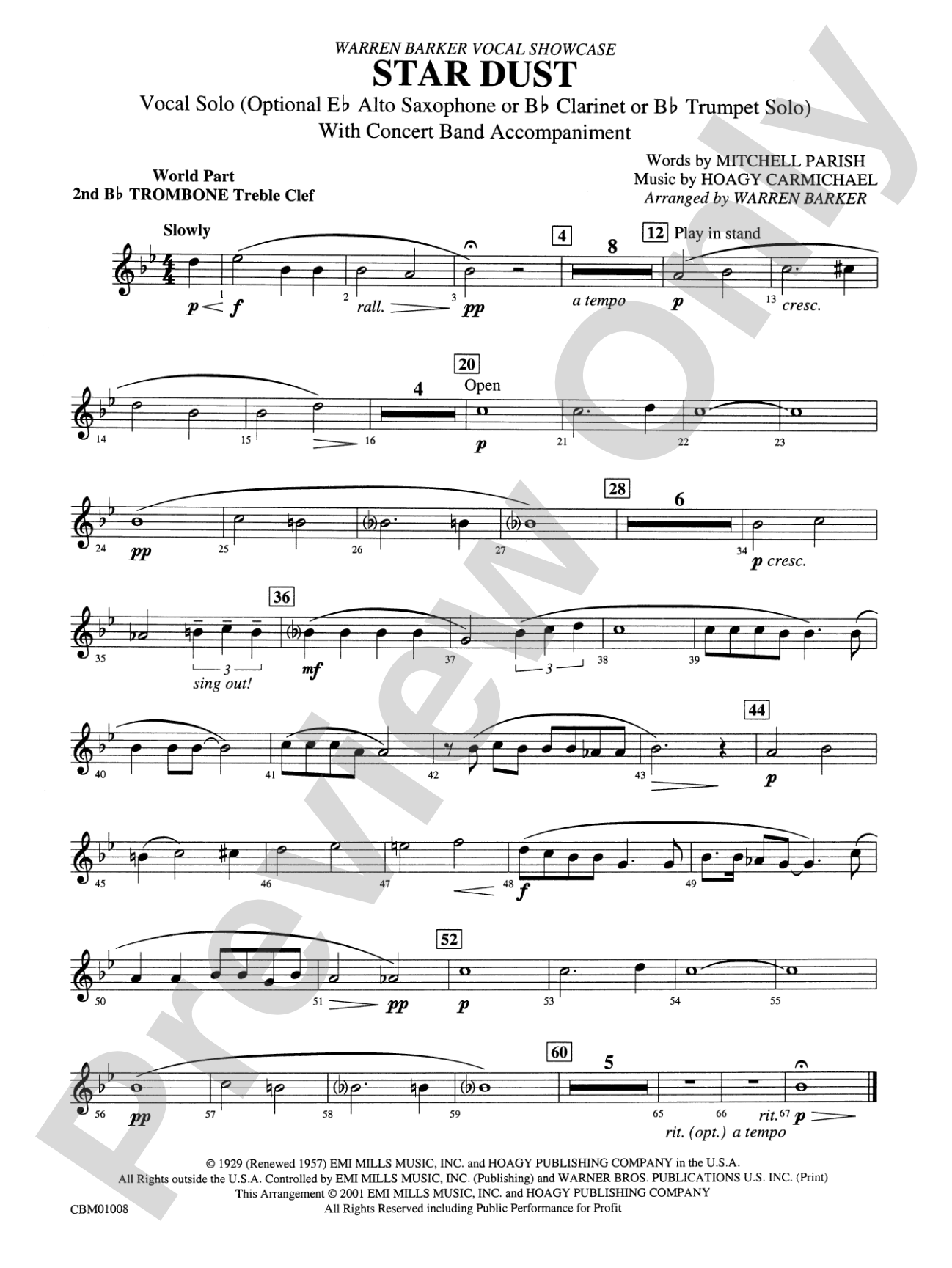 Star Dust: WP 2nd B-flat Trombone T.C.