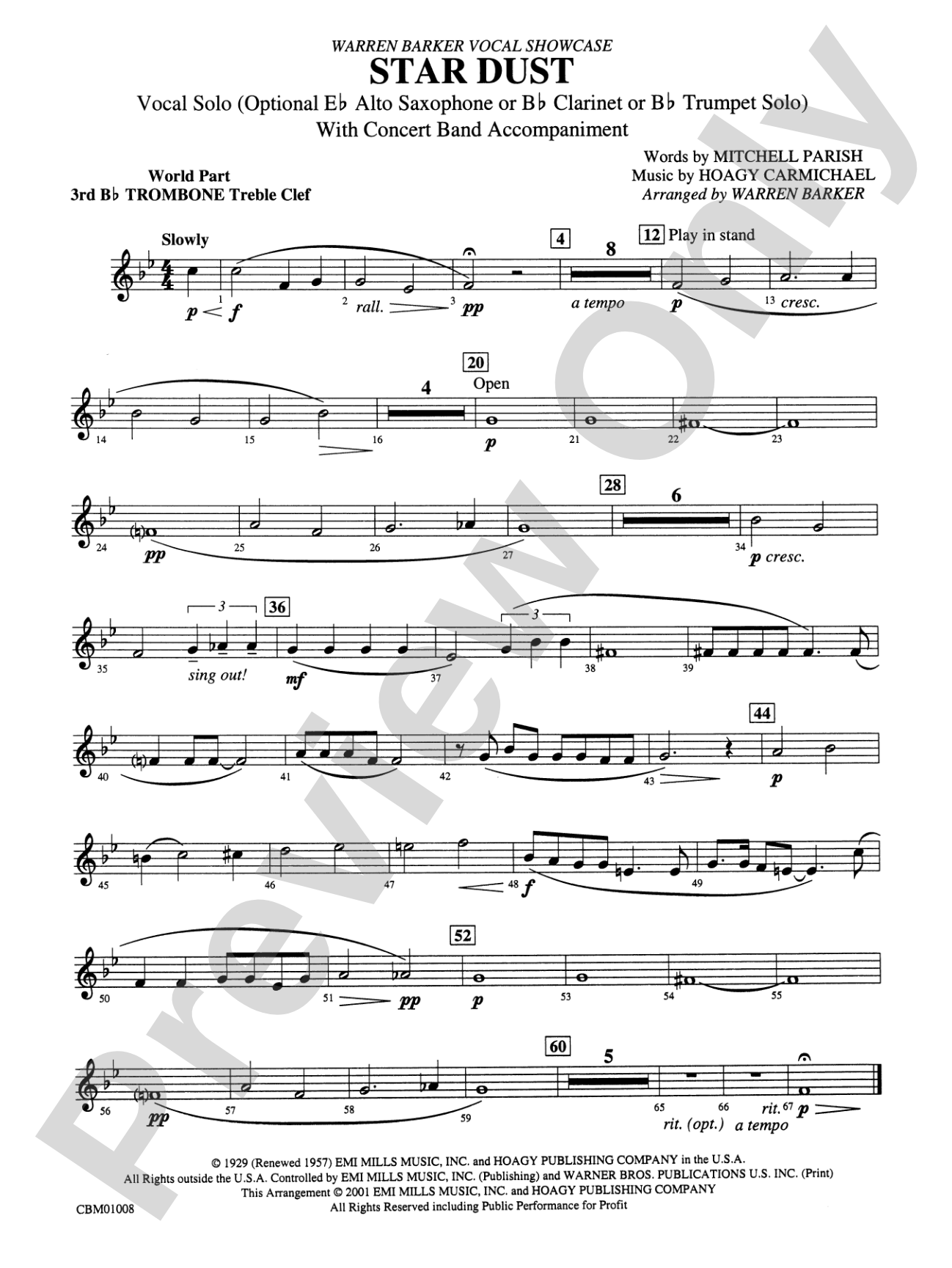 Star Dust: WP 3rd B-flat Trombone T.C.