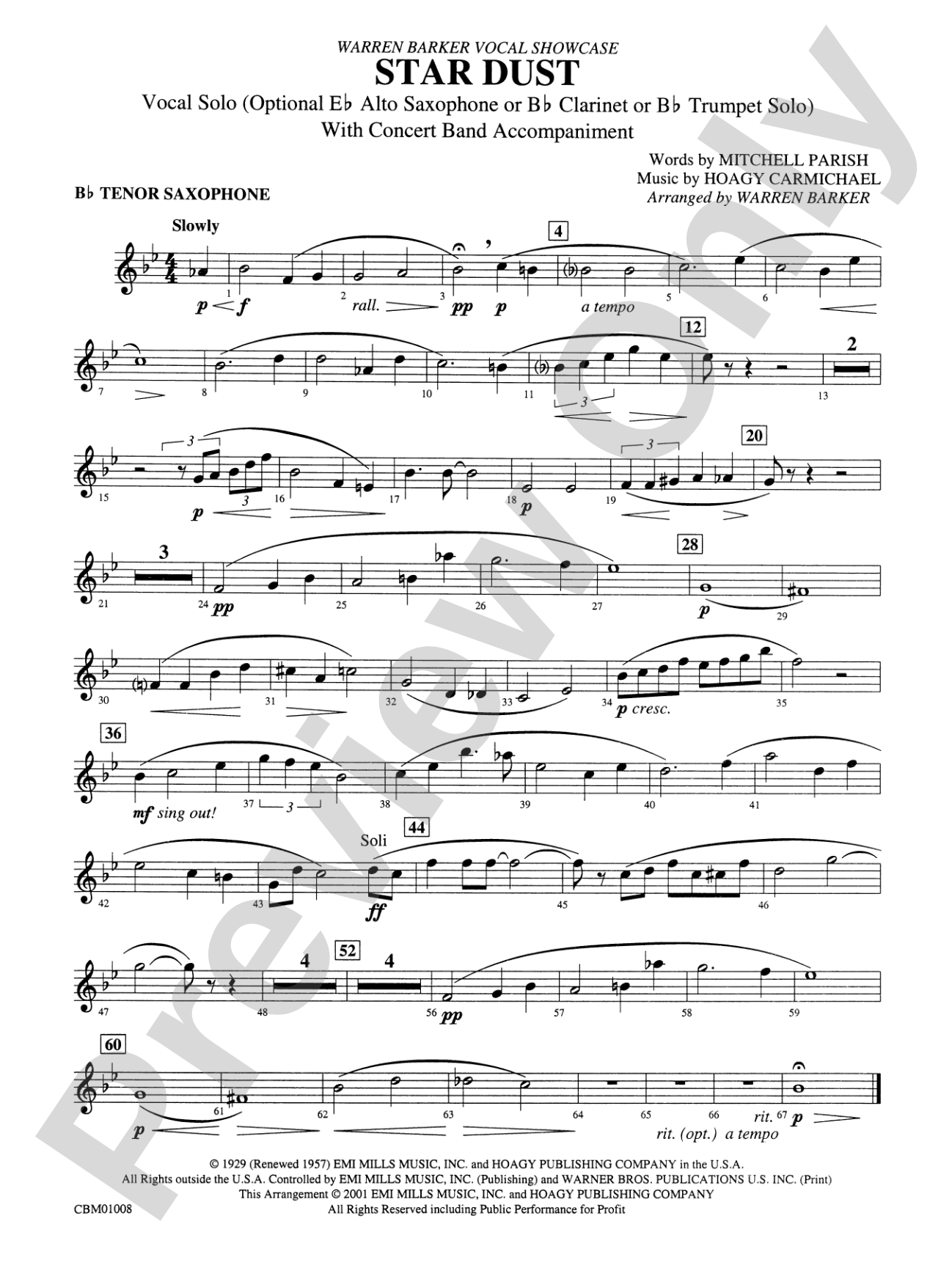 Star Dust: B-flat Tenor Saxophone