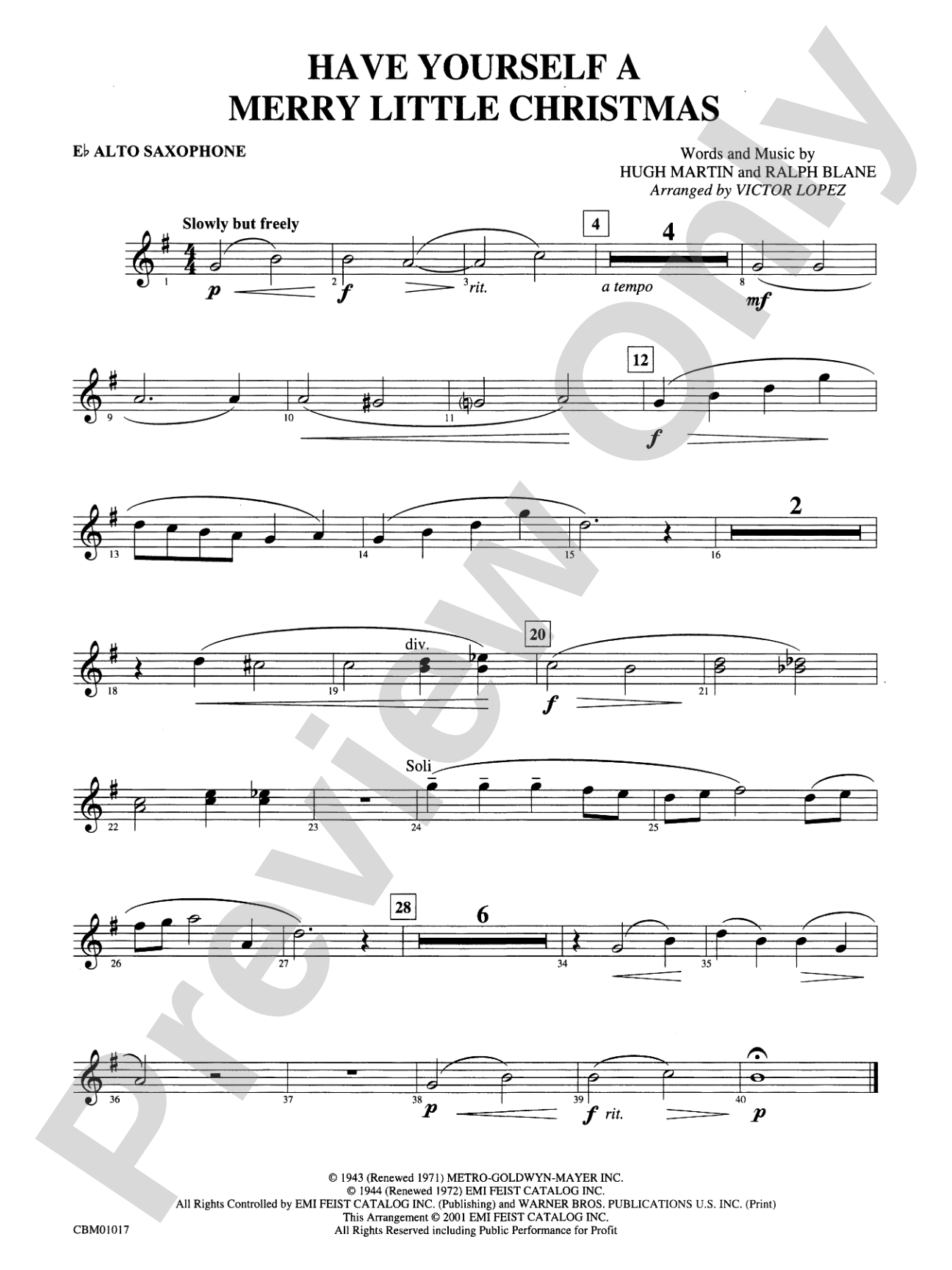 Have Yourself a Merry Little Christmas: E-flat Alto Saxophone
