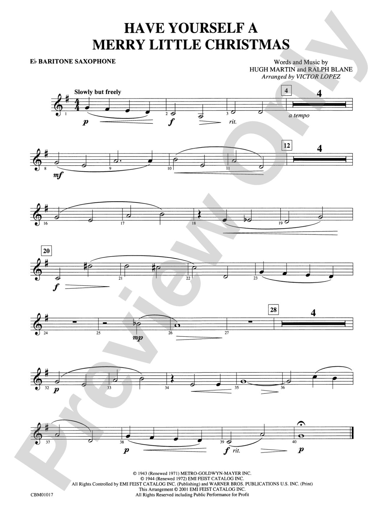 Have Yourself a Merry Little Christmas: E-flat Baritone Saxophone