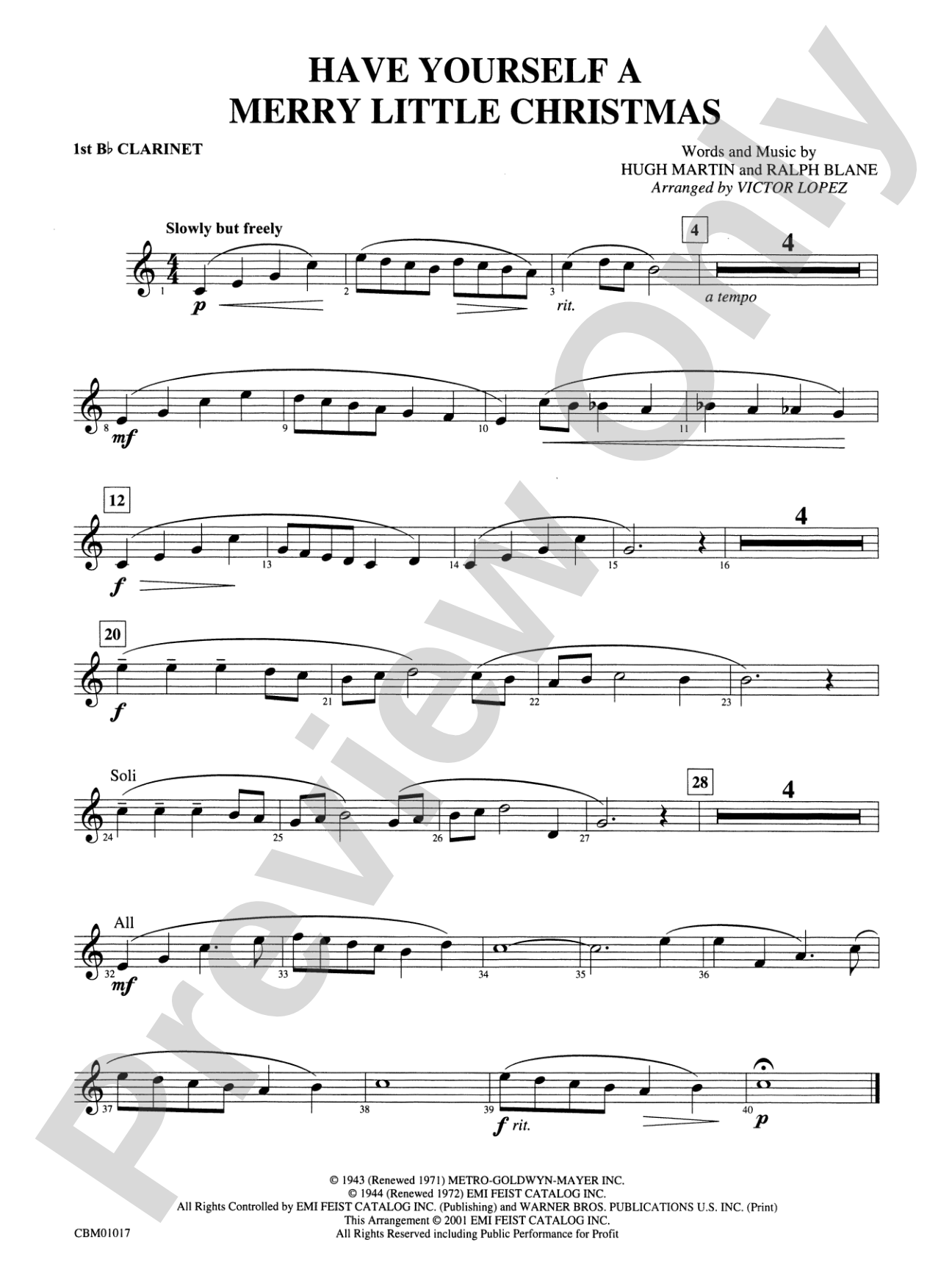 Have Yourself a Merry Little Christmas: 1st B-flat Clarinet