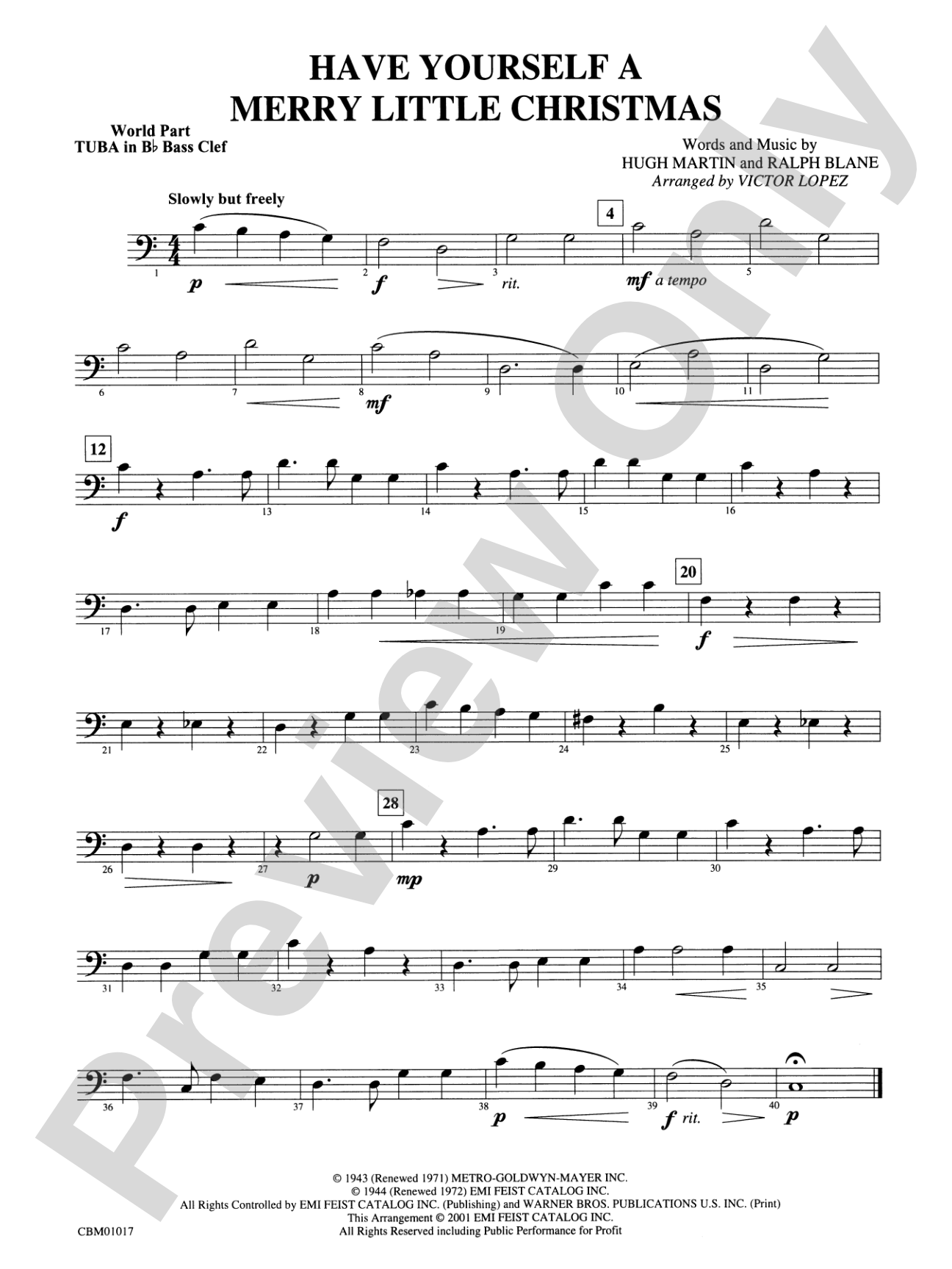 Have Yourself a Merry Little Christmas: WP B-flat Tuba B.C.