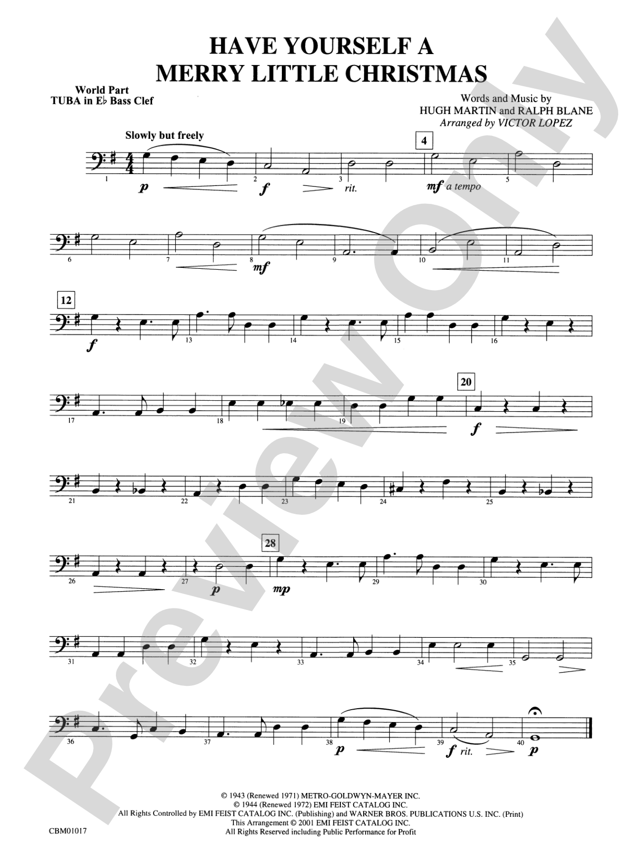 Have Yourself a Merry Little Christmas: WP E-flat Tuba B.C.