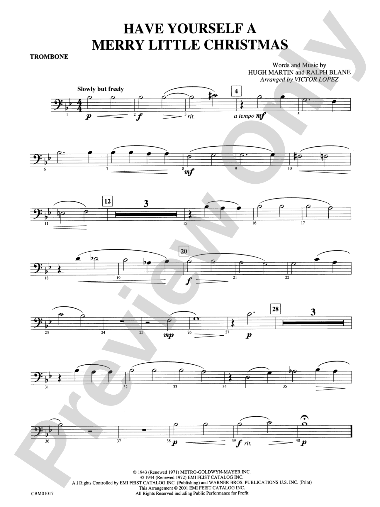 Have Yourself a Merry Little Christmas: 1st Trombone
