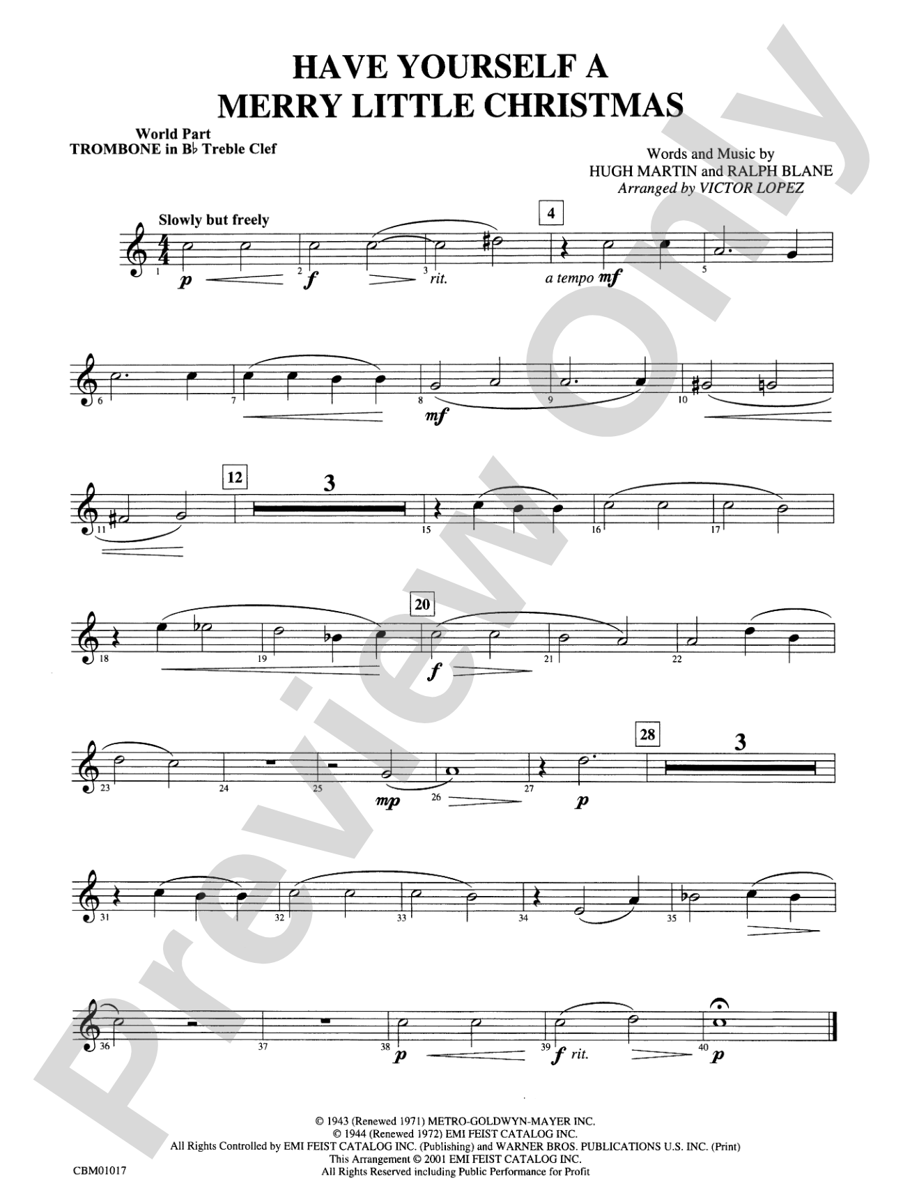 Have Yourself a Merry Little Christmas: WP 1st B-flat Trombone T.C.