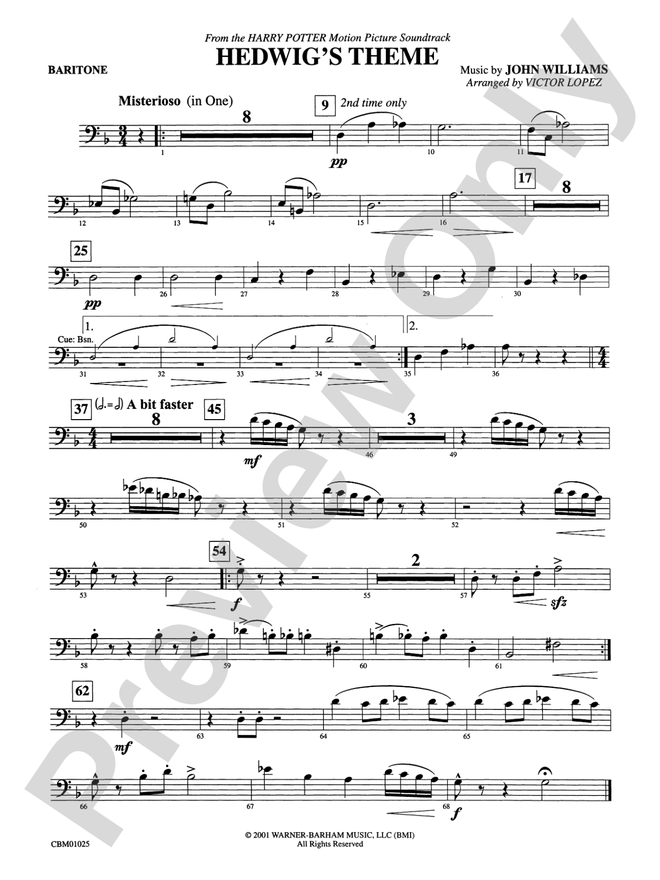 Hedwig's Theme (from Harry Potter): Baritone B.C.