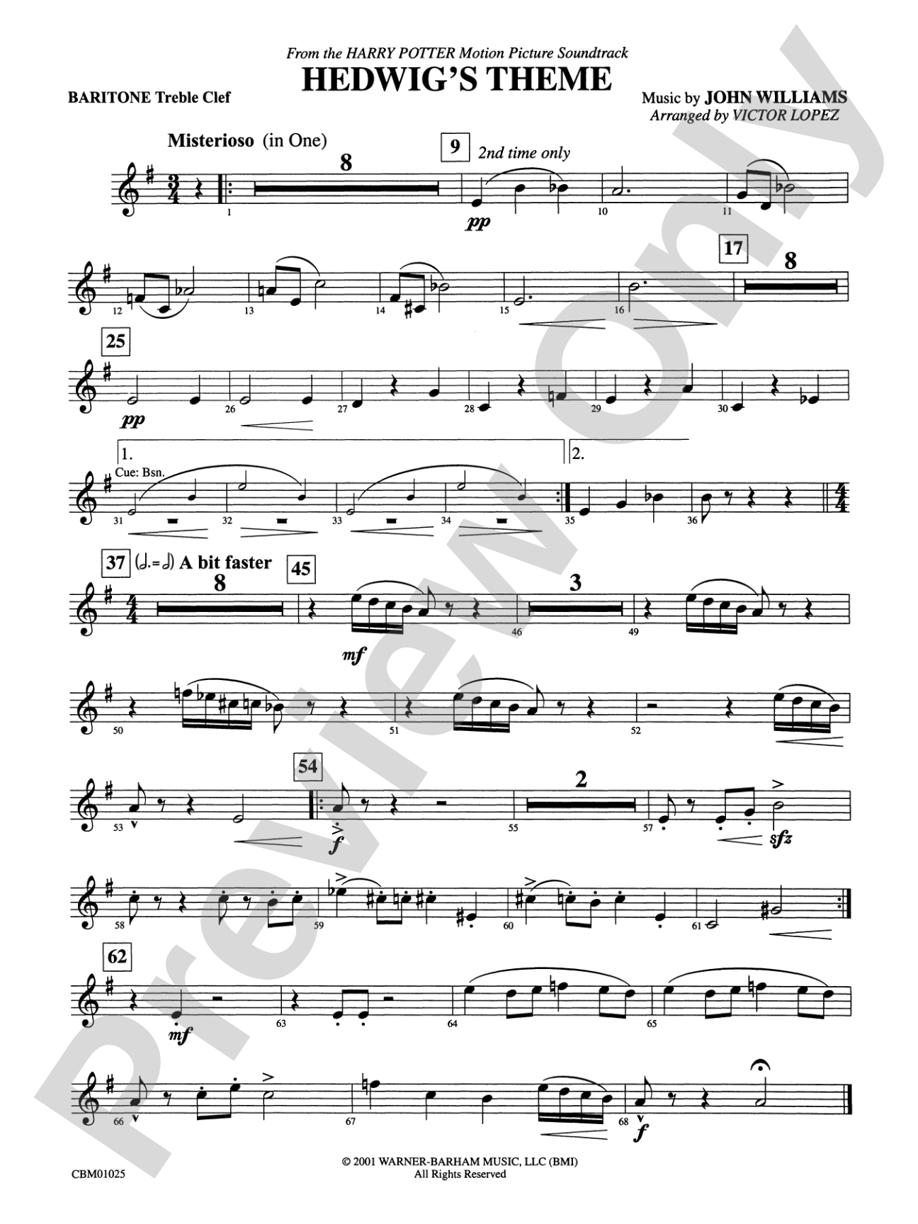 Hedwig's Theme (from Harry Potter): Baritone T.C.