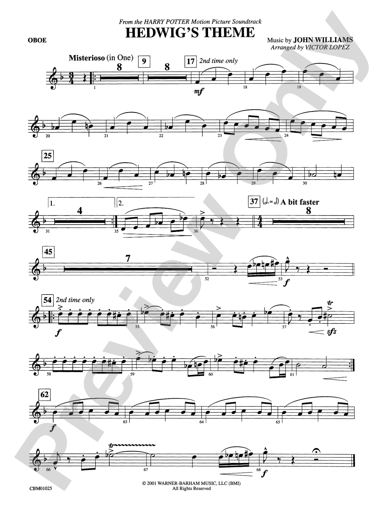 Hedwig's Theme (from Harry Potter): Oboe