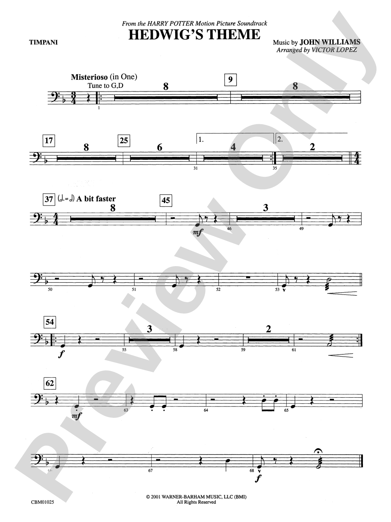 Hedwig's Theme (from Harry Potter): Timpani