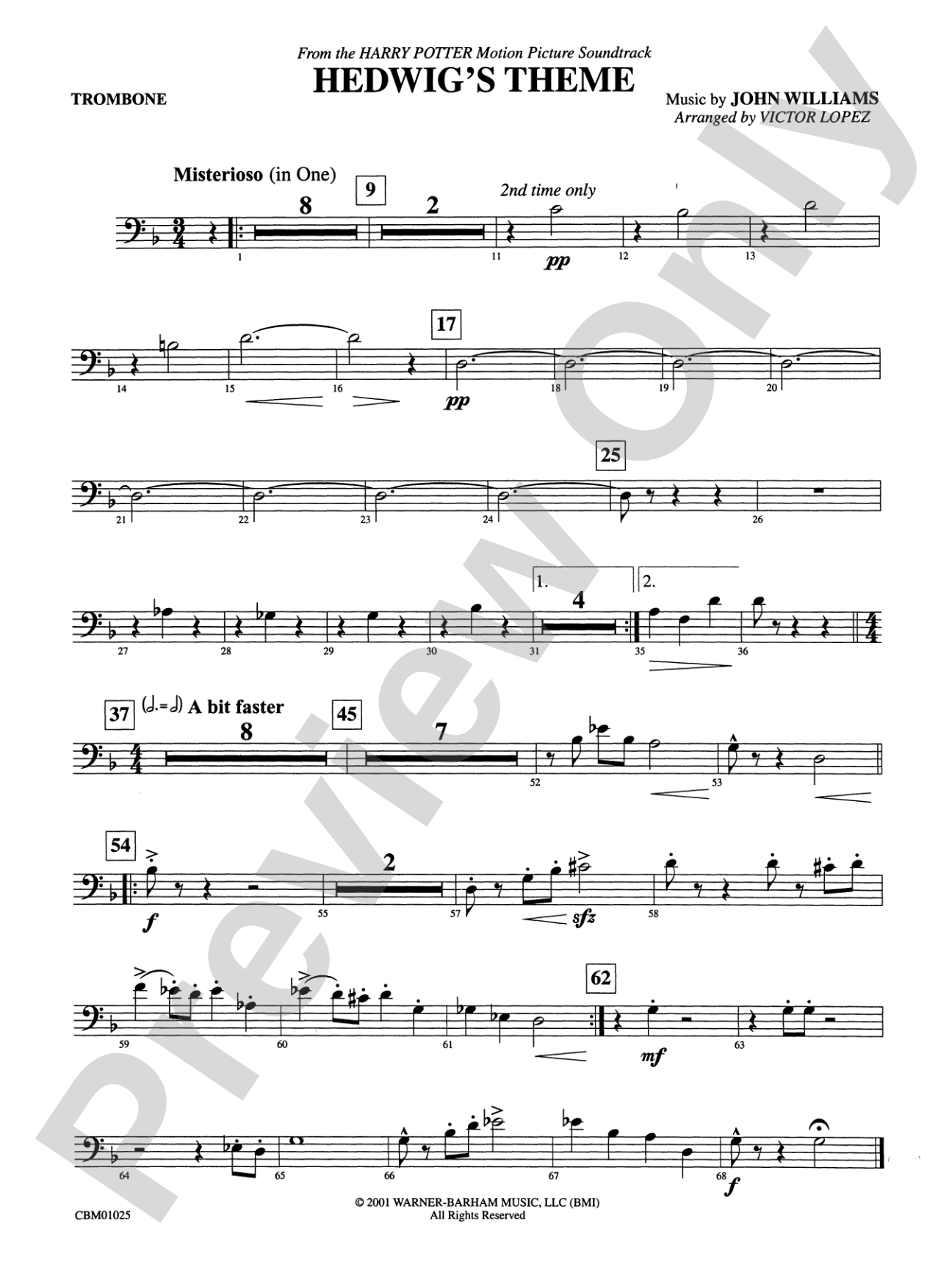 Hedwig's Theme (from Harry Potter): 1st Trombone