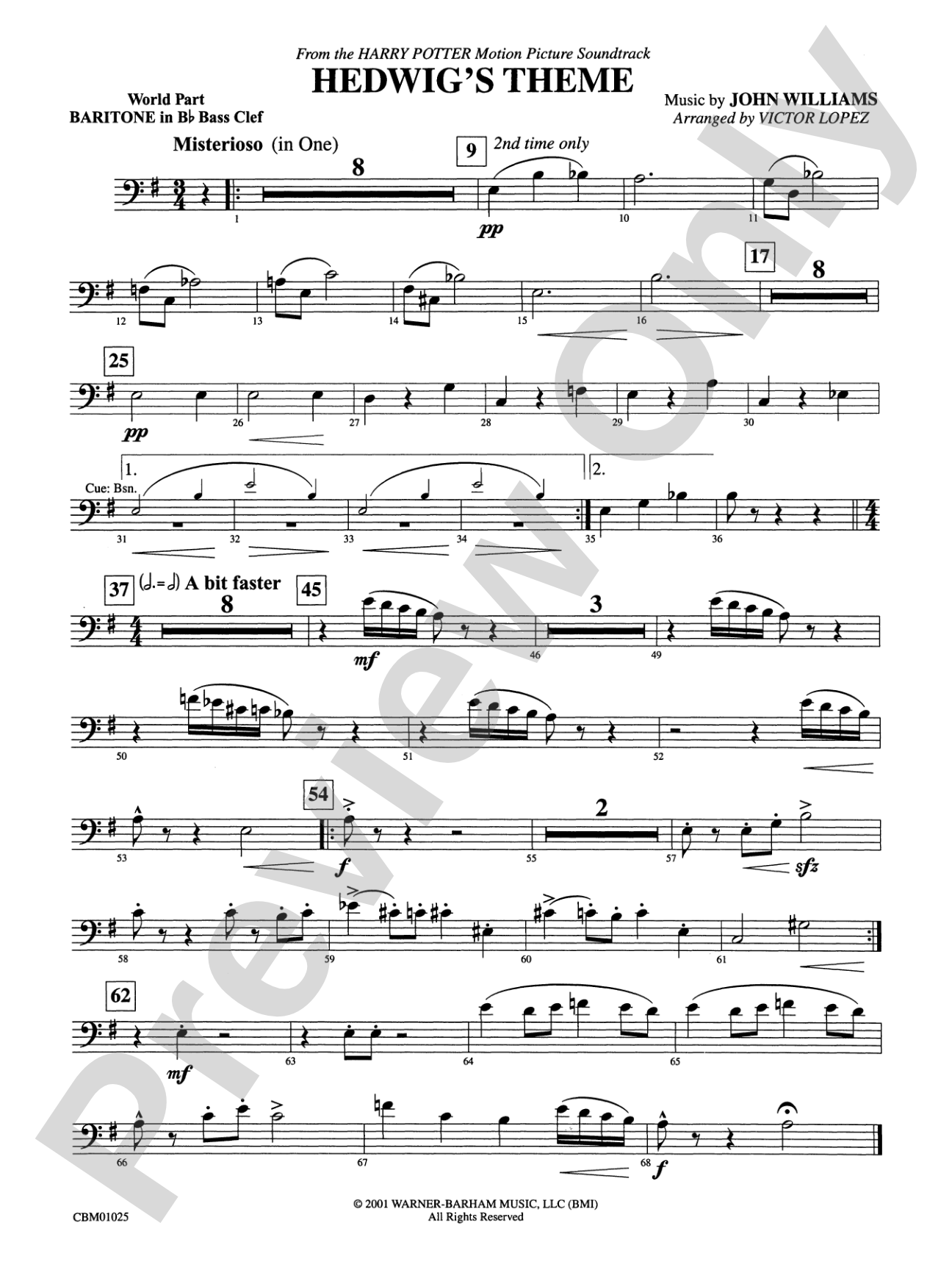 Hedwig's Theme (from Harry Potter): (wp) B-flat Baritone B.C.