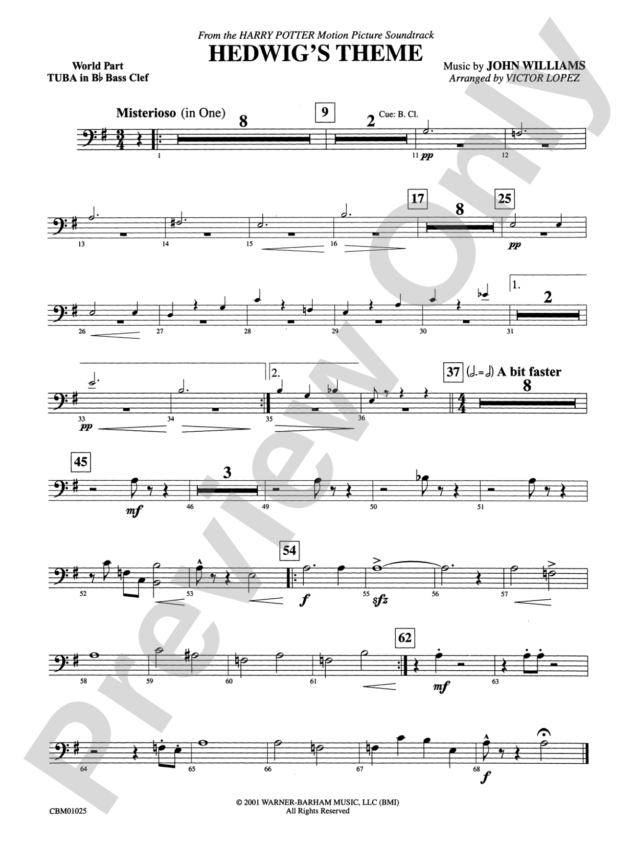 Hedwig's Theme (from Harry Potter): (wp) B-flat Tuba B.C.