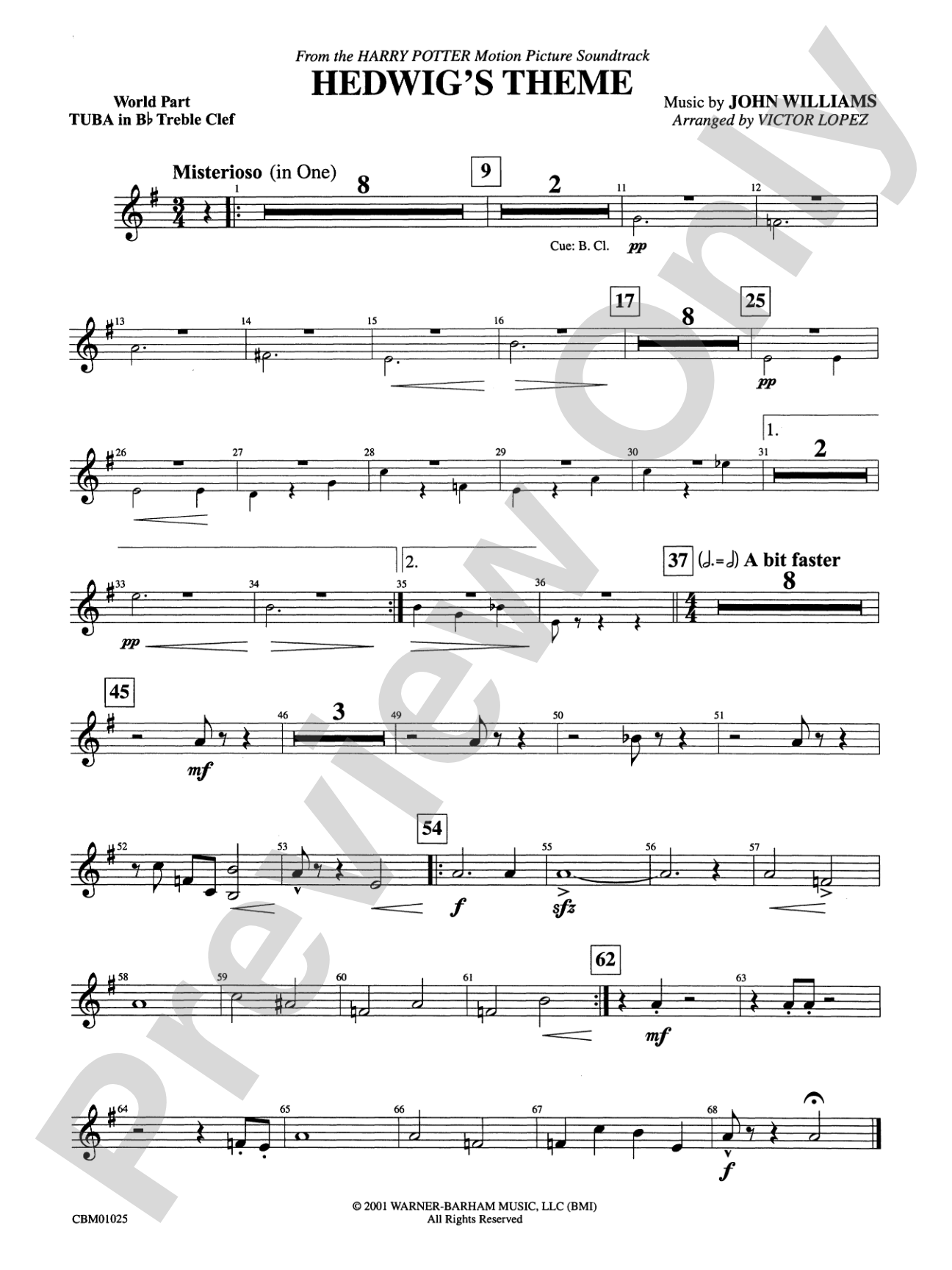 Hedwig's Theme (from Harry Potter): (wp) B-flat Tuba T.C.
