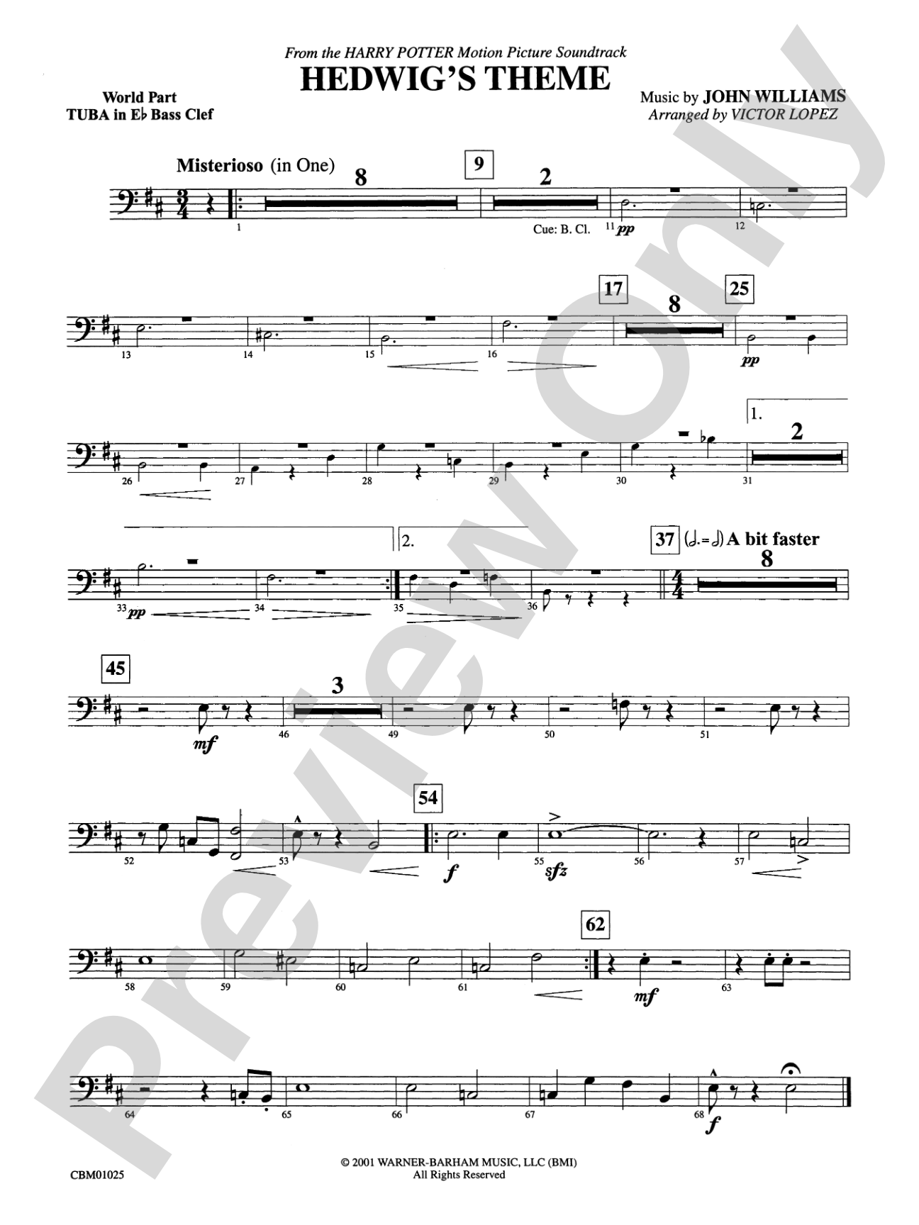 Hedwig's Theme (from Harry Potter): (wp) E-flat Tuba B.C.