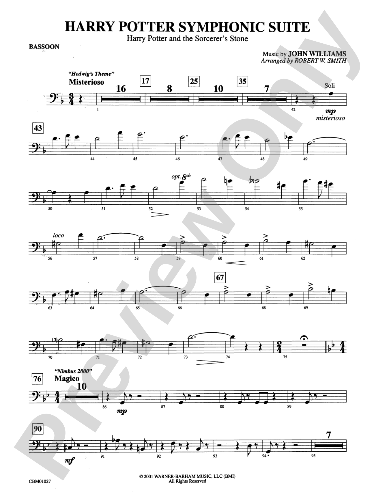 Harry Potter Symphonic Suite: Bassoon