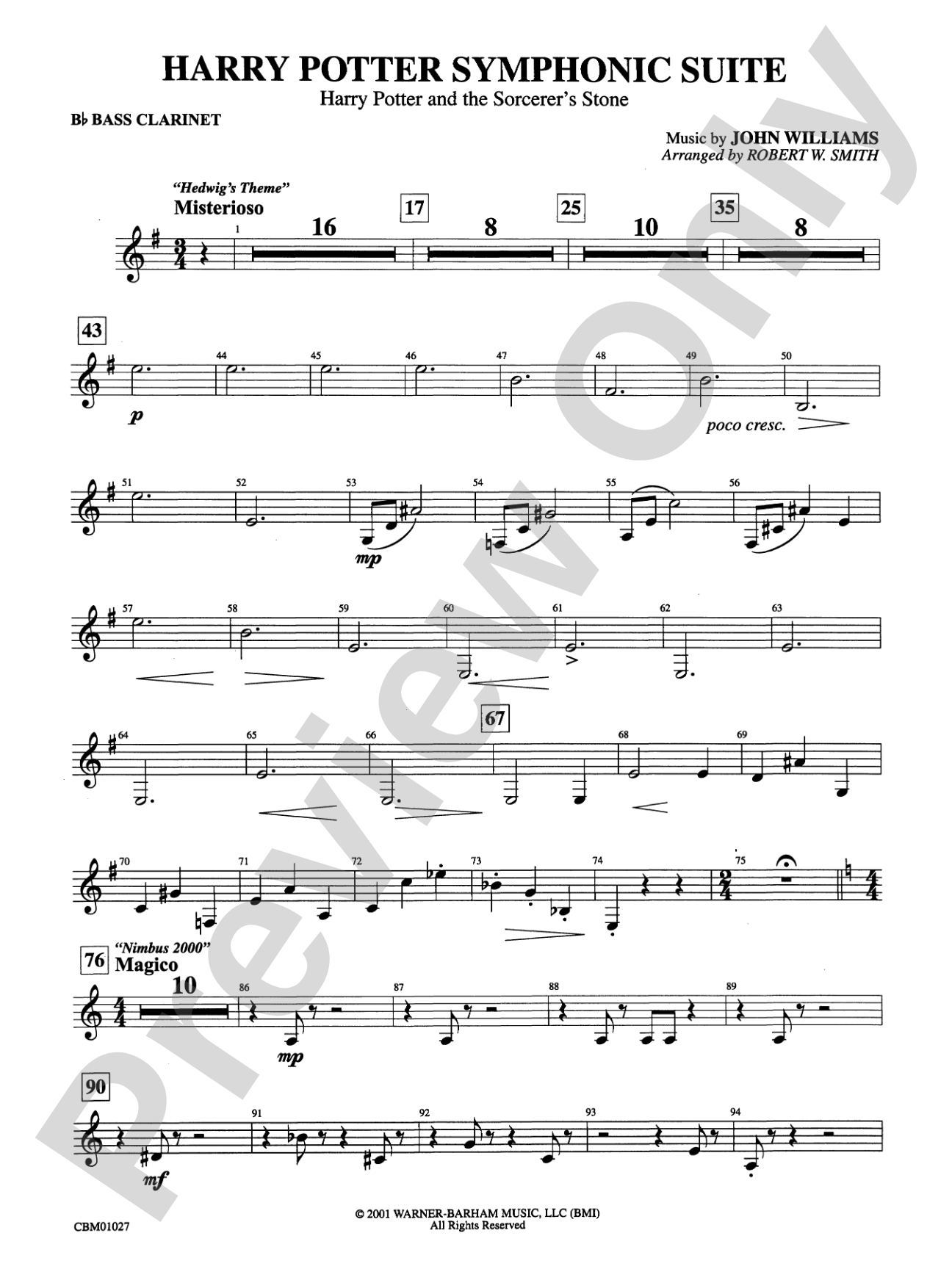 Harry Potter Symphonic Suite: B-flat Bass Clarinet