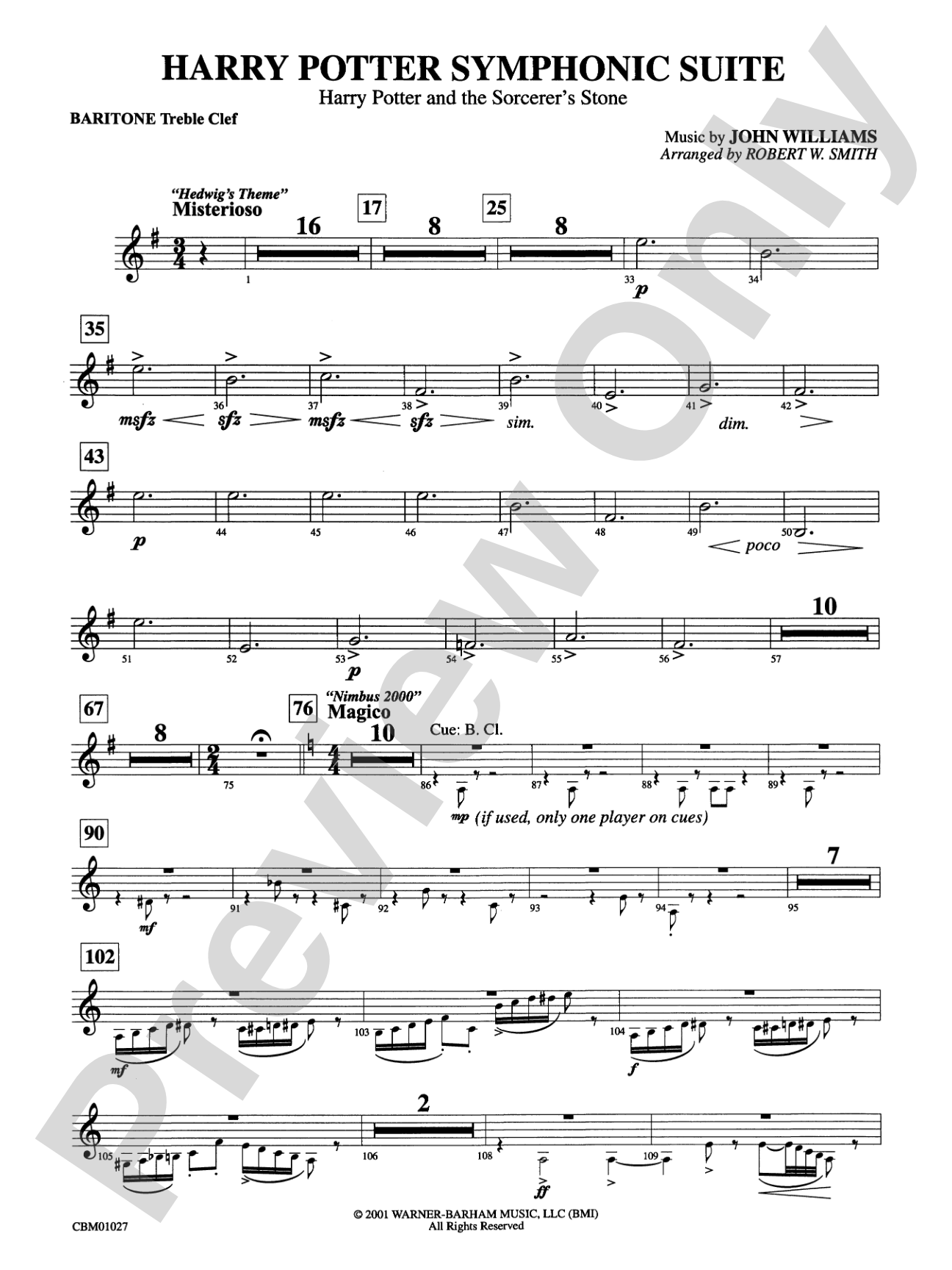 Harry Potter Symphonic Suite: Baritone T.C.