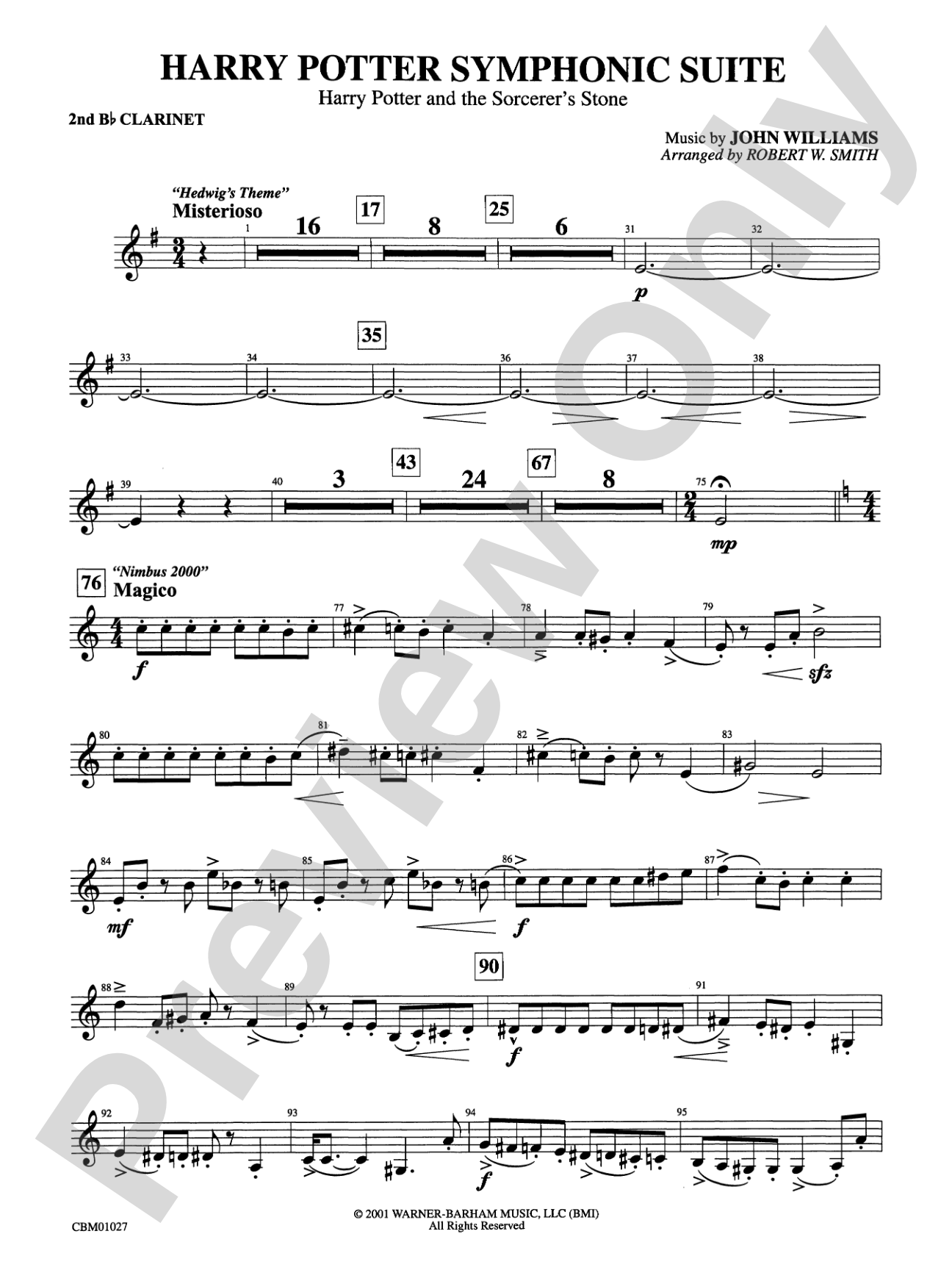 Harry Potter Symphonic Suite: 2nd B-flat Clarinet