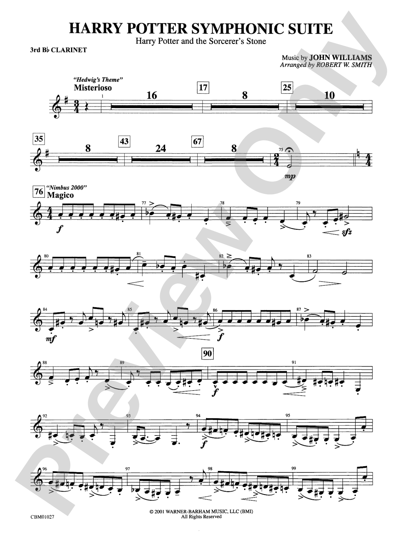 Harry Potter Symphonic Suite: 3rd B-flat Clarinet