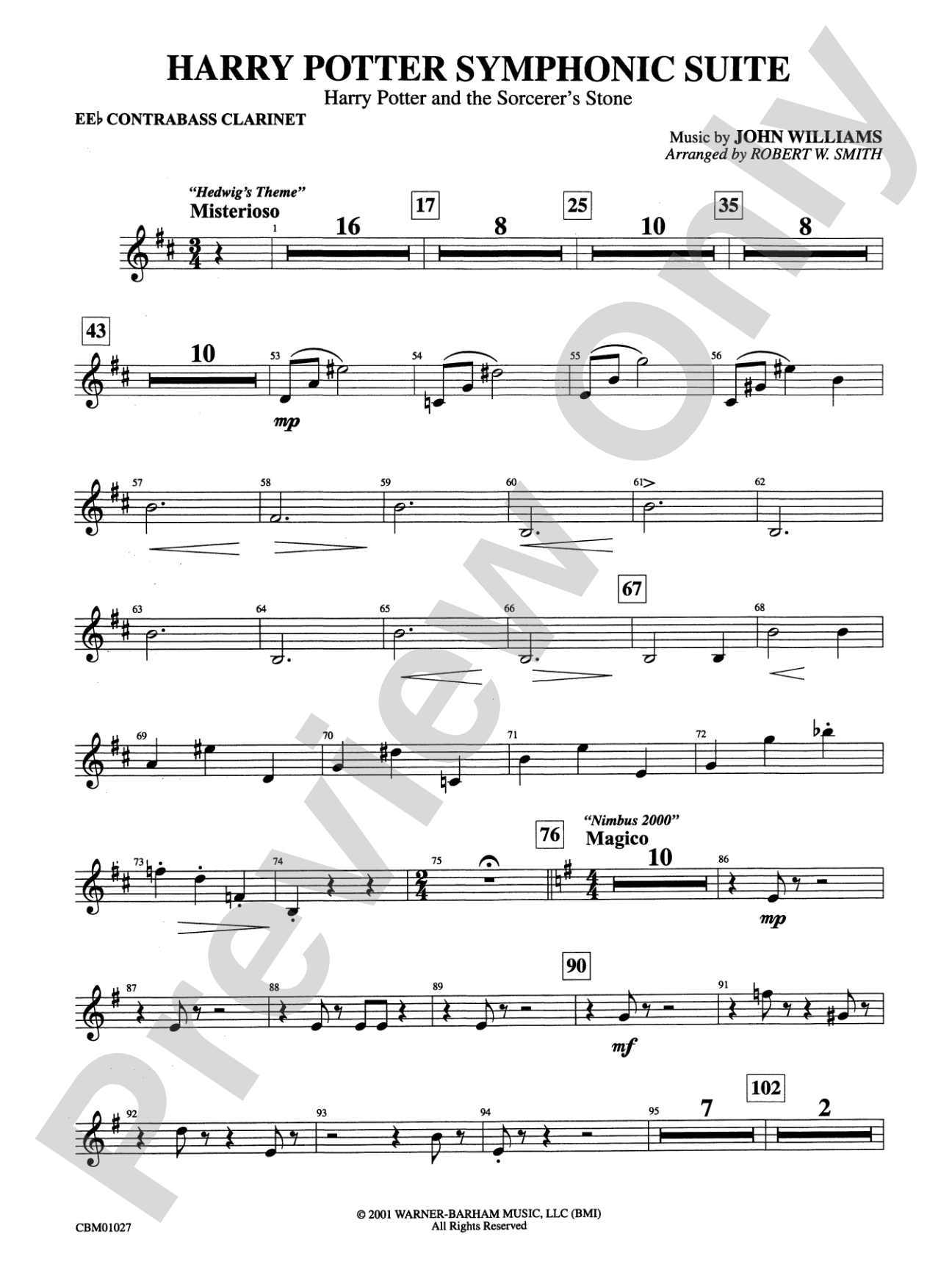 Harry Potter Symphonic Suite: E-flat Contrabass Clarinet