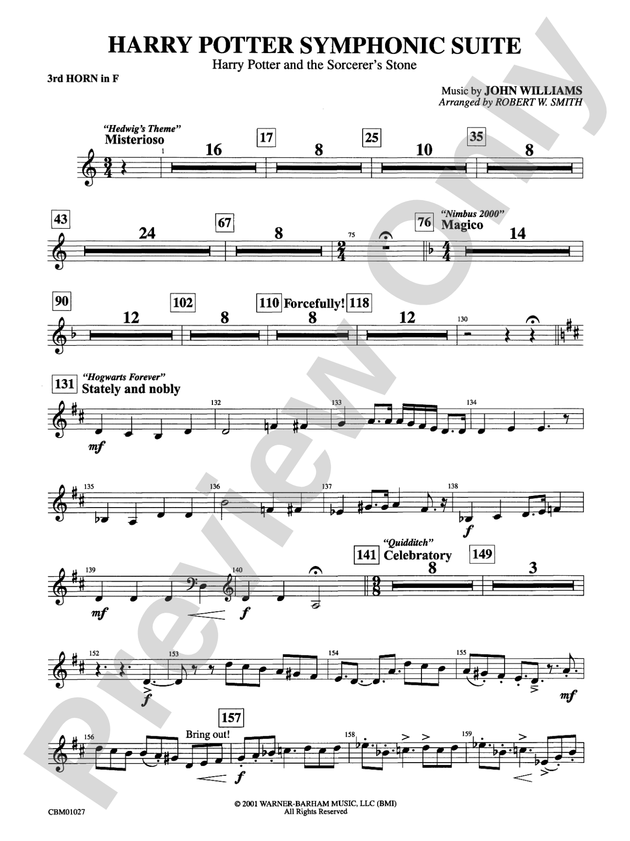 Harry Potter Symphonic Suite: 3rd F Horn