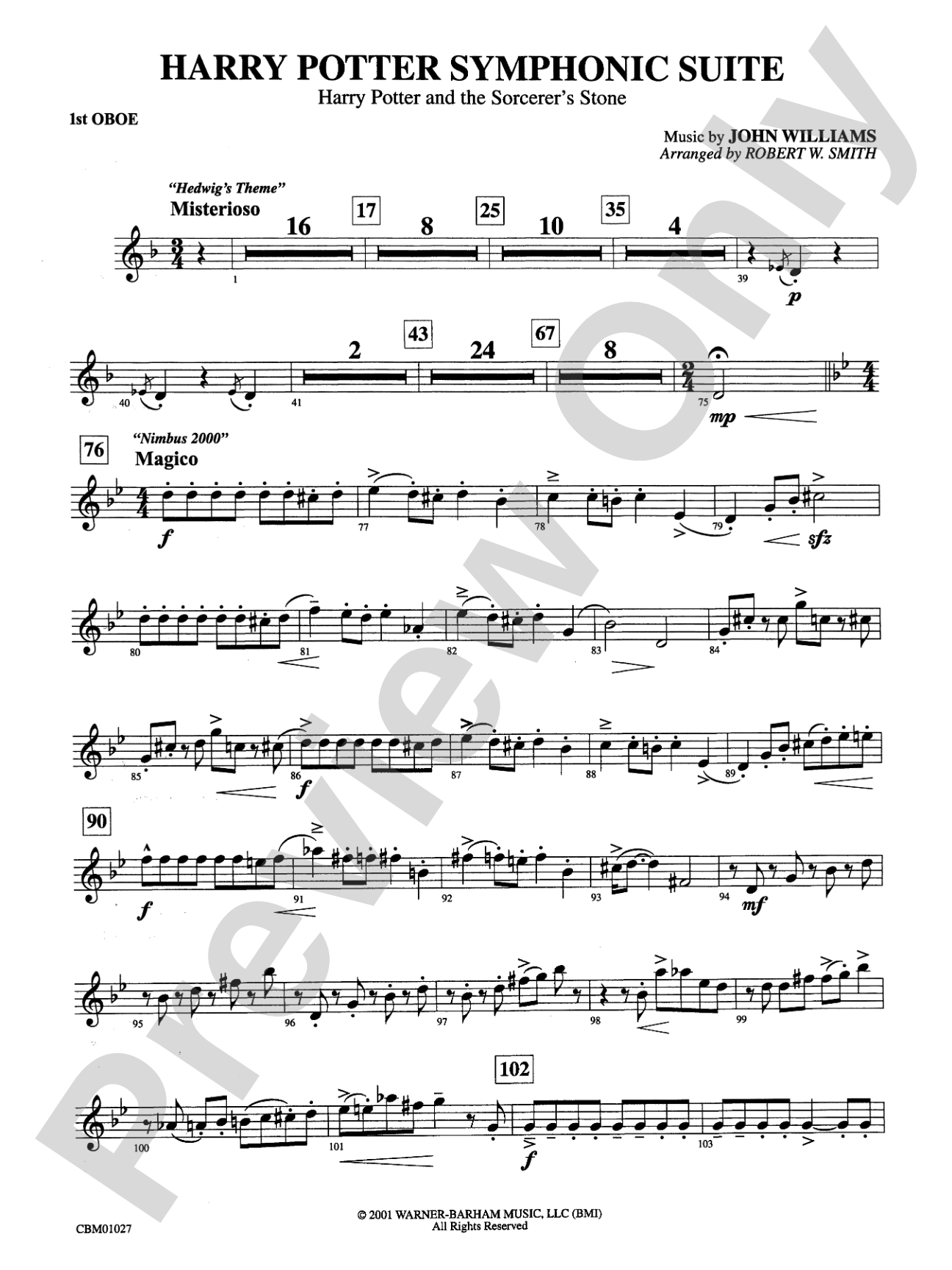 Harry Potter Symphonic Suite: Oboe