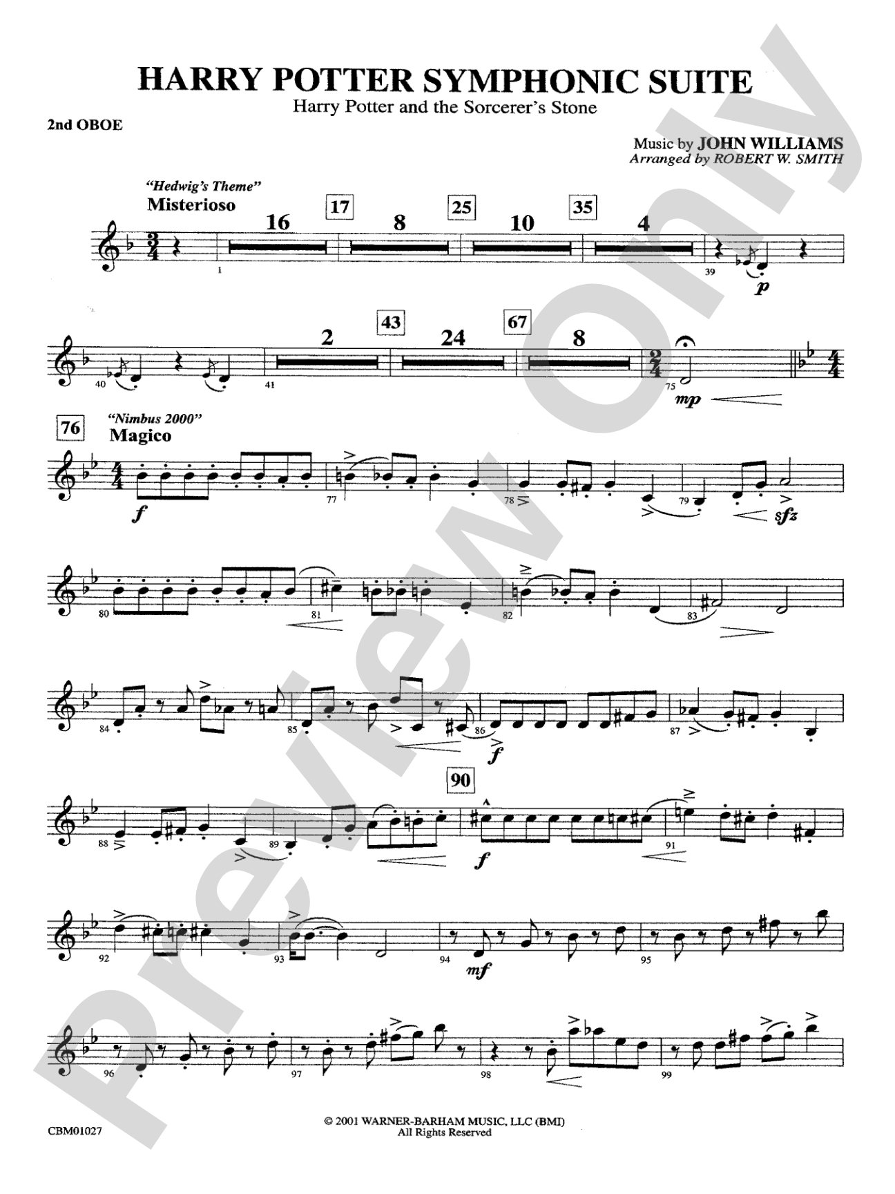Harry Potter Symphonic Suite: 2nd Oboe