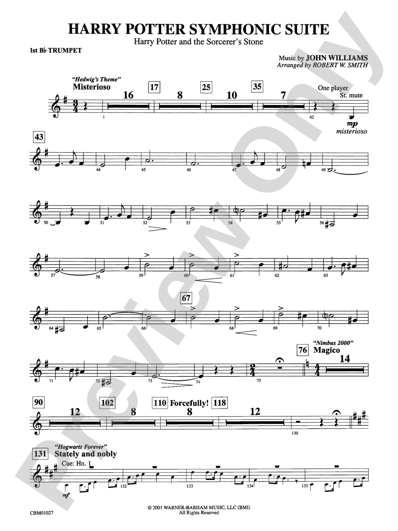 Harry Potter Symphonic Suite: 1st B-flat Trumpet