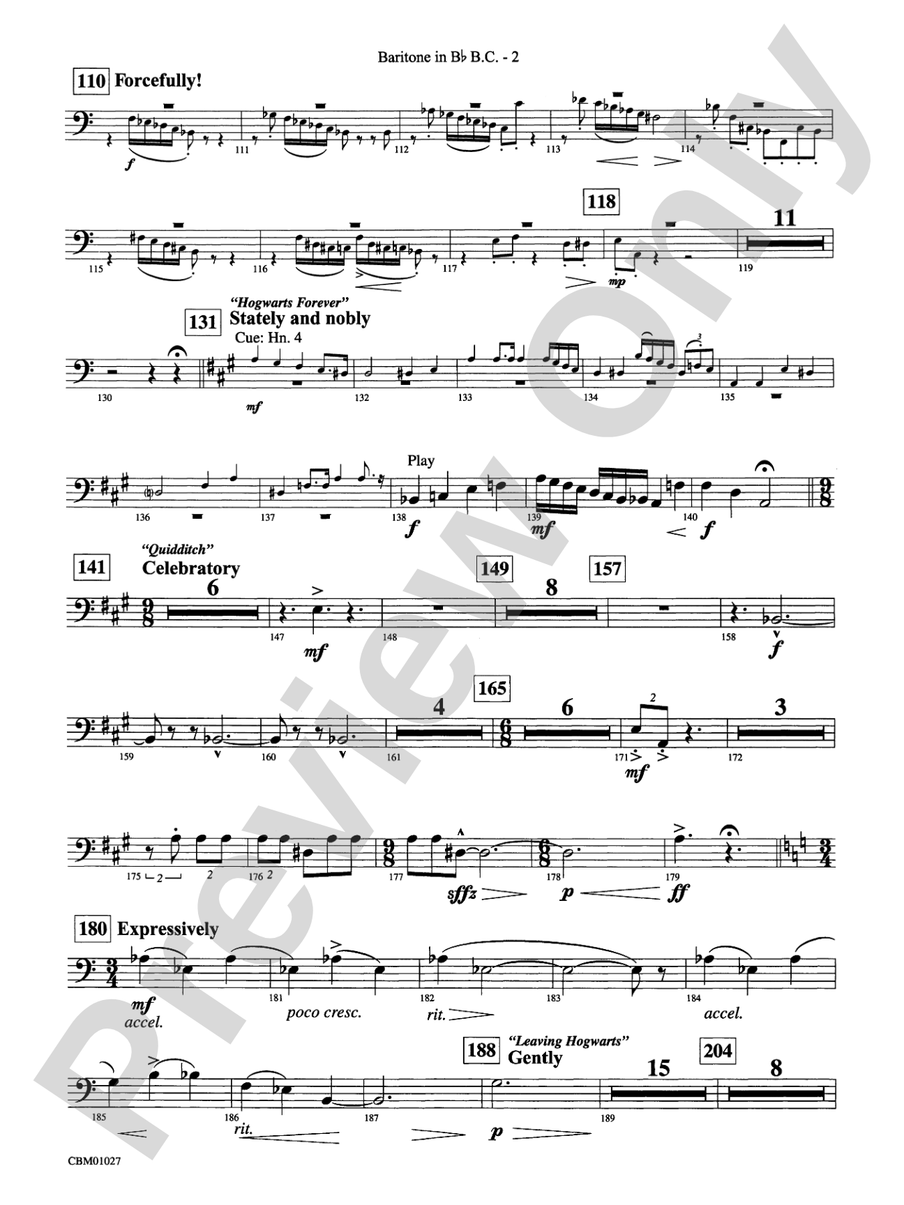 Harry Potter Symphonic Suite: (wp) B-flat Baritone B.C.