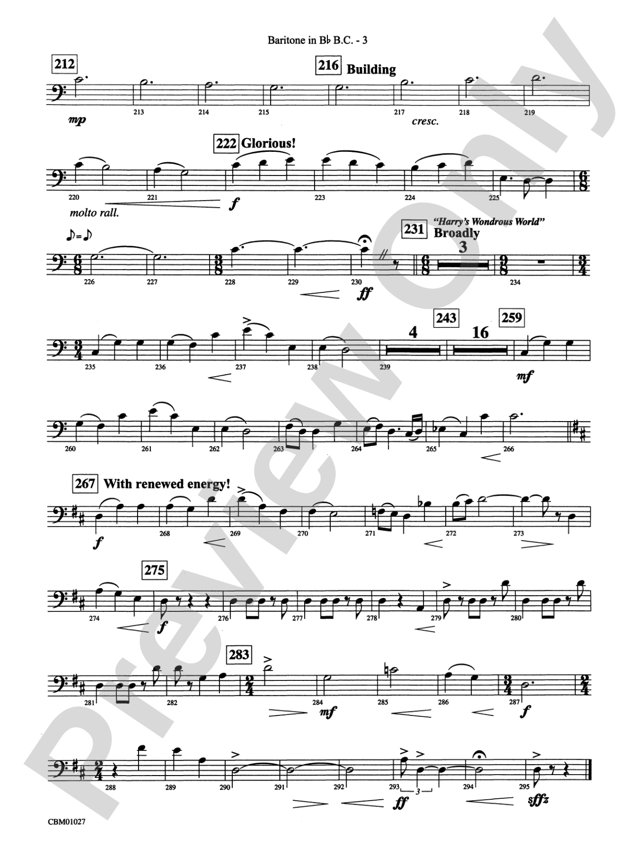 Harry Potter Symphonic Suite: (wp) B-flat Baritone B.C.