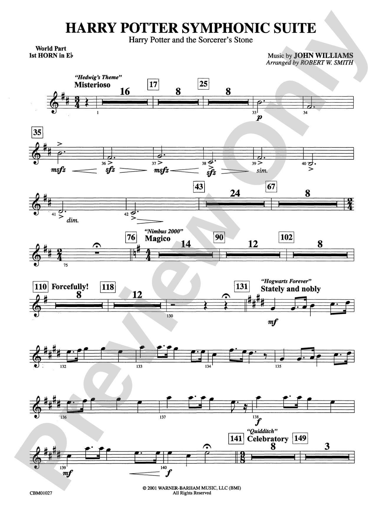Harry Potter Symphonic Suite: (wp) 1st Horn in E-flat