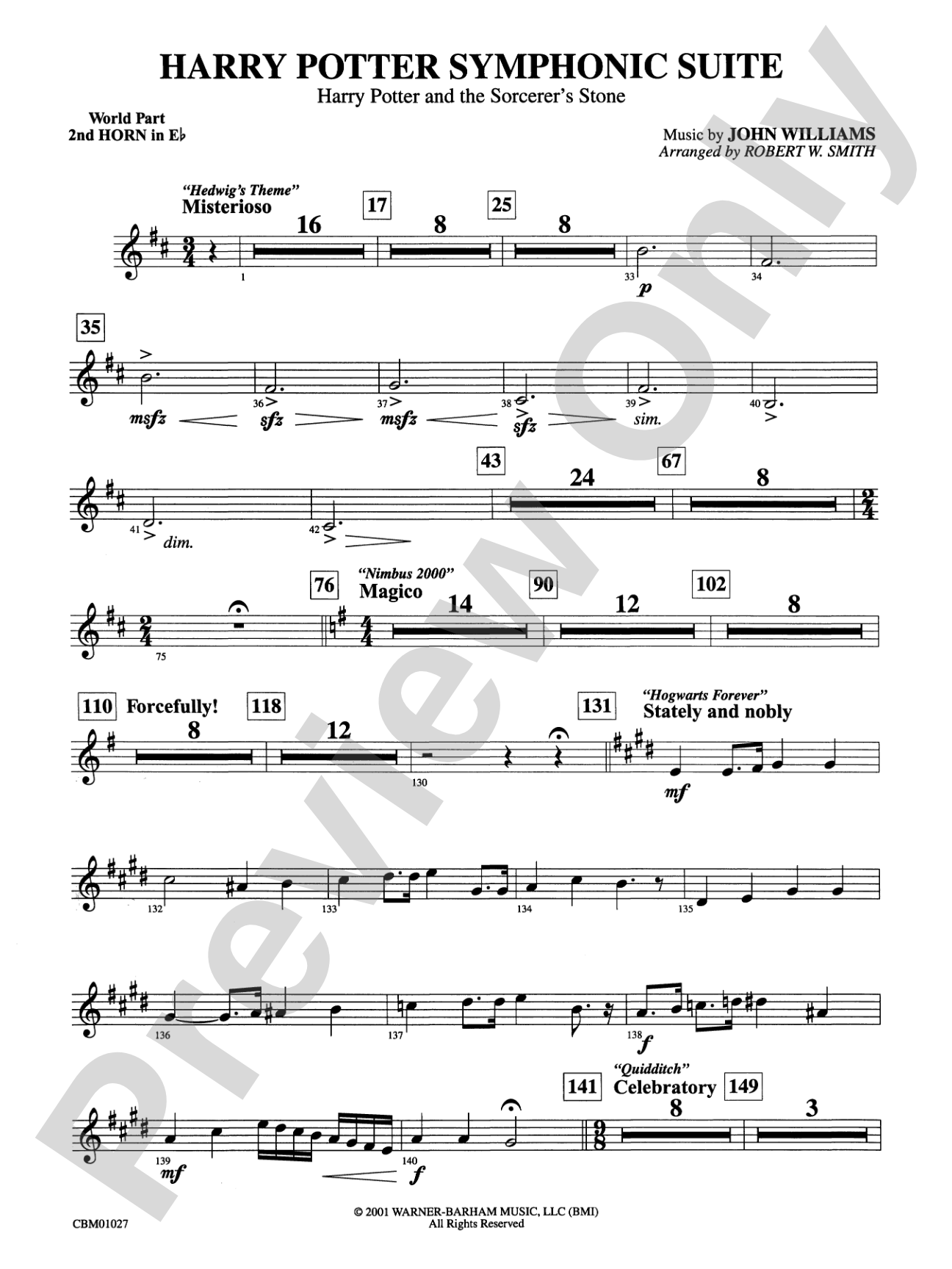 Harry Potter Symphonic Suite: (wp) 2nd Horn in E-flat