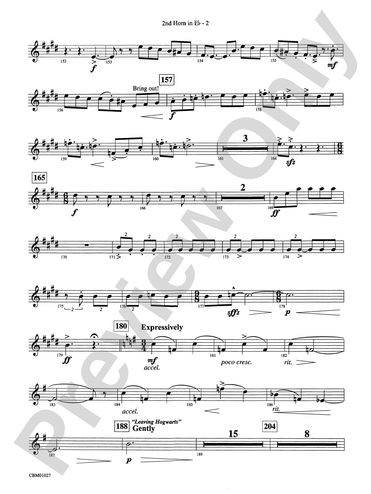 Harry Potter Symphonic Suite: (wp) 2nd Horn in E-flat