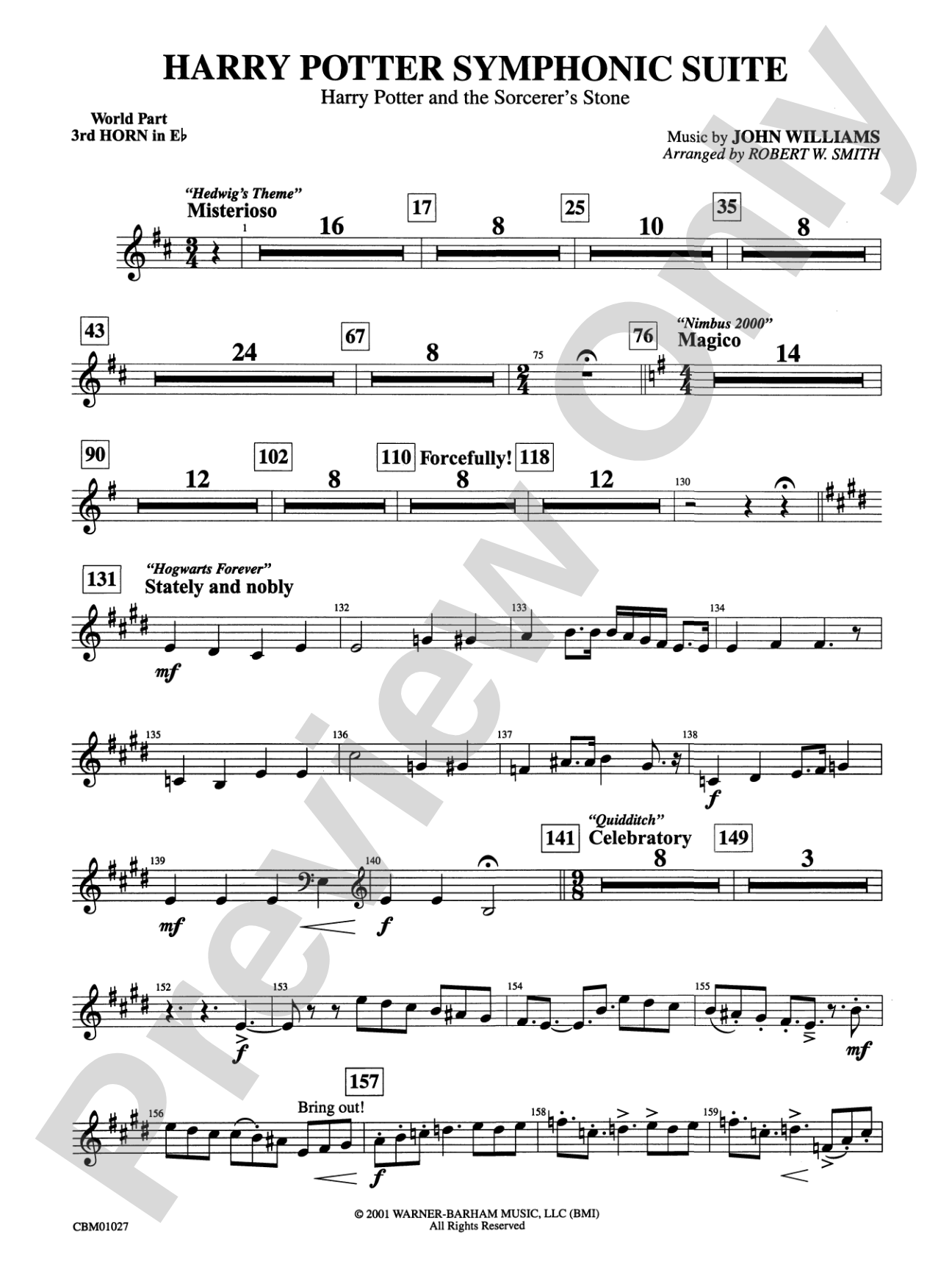 Harry Potter Symphonic Suite: (wp) 3rd Horn in E-flat