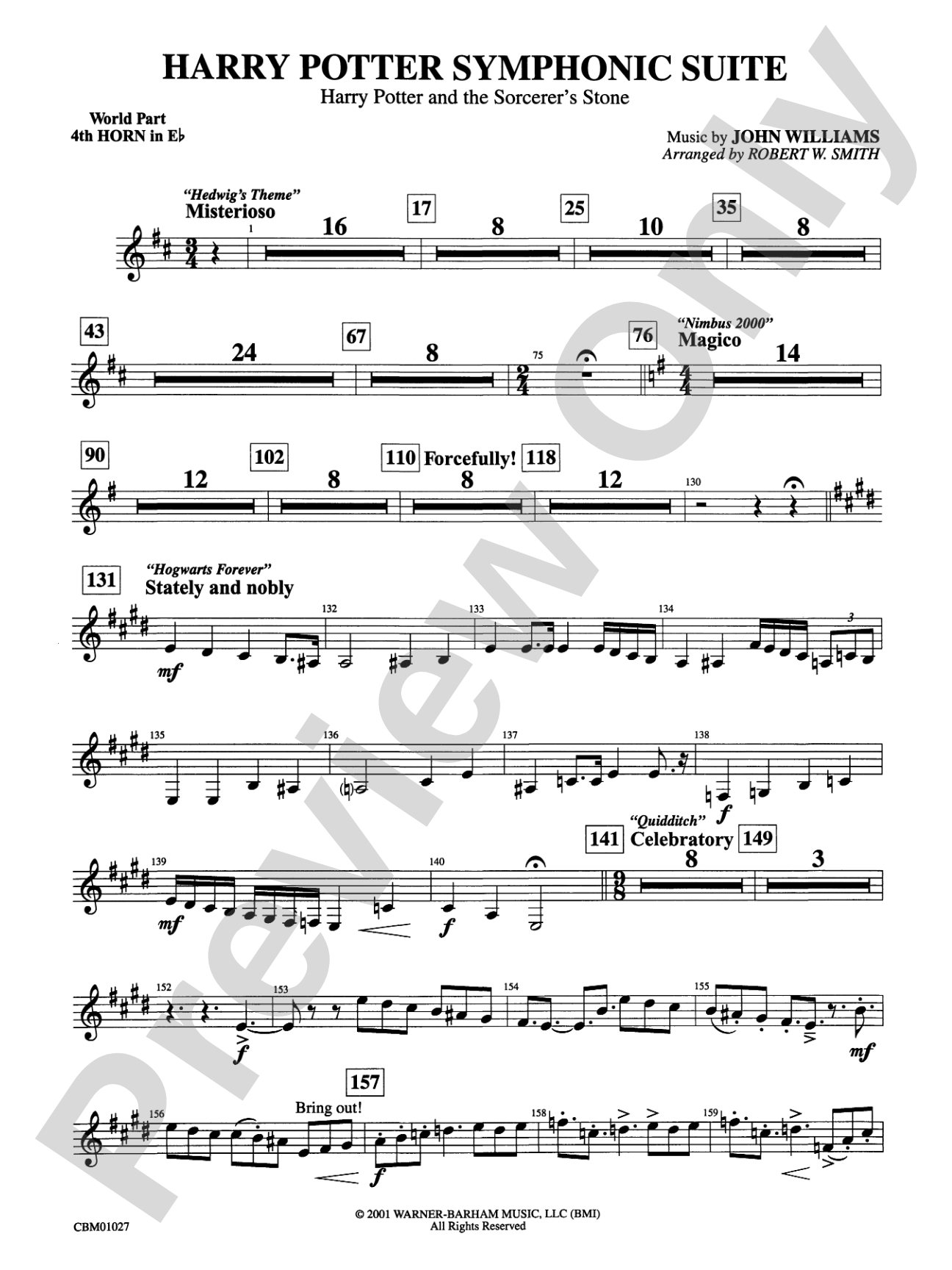 Harry Potter Symphonic Suite: (wp) 4th Horn in E-flat