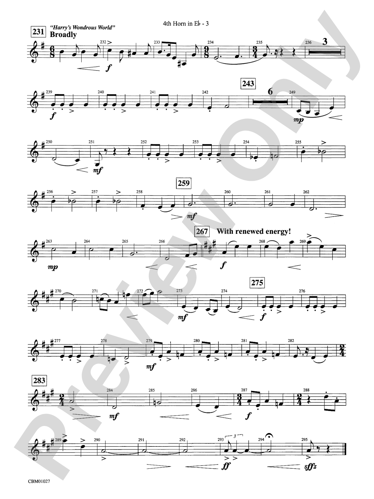 Harry Potter Symphonic Suite: (wp) 4th Horn in E-flat