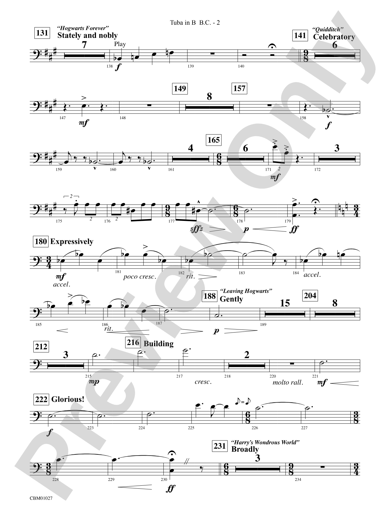 Harry Potter Symphonic Suite: (wp) B-flat Tuba B.C.